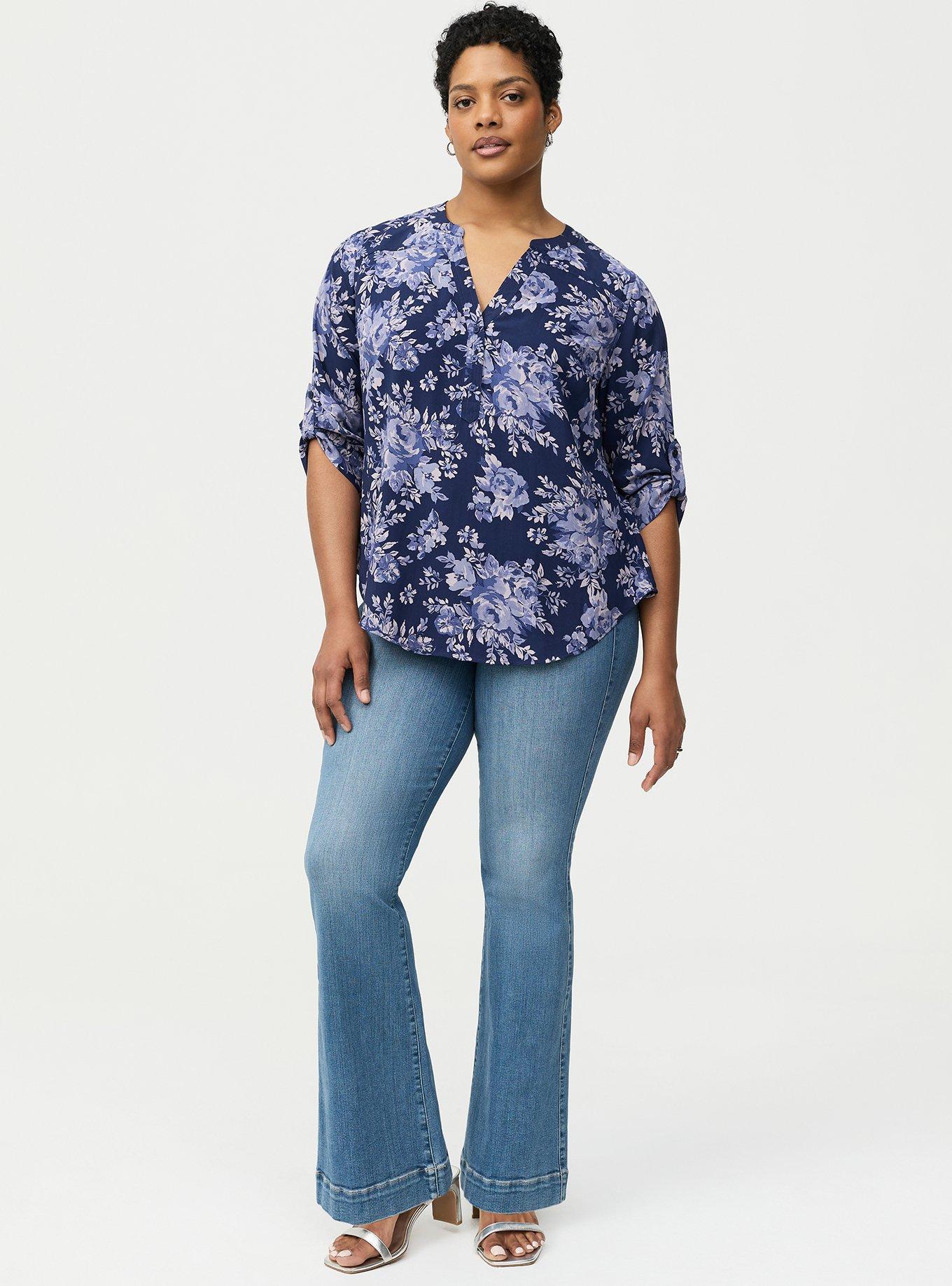 Harper Challis 3/4 Sleeve Top, IVY FLORAL BLUE, alternate