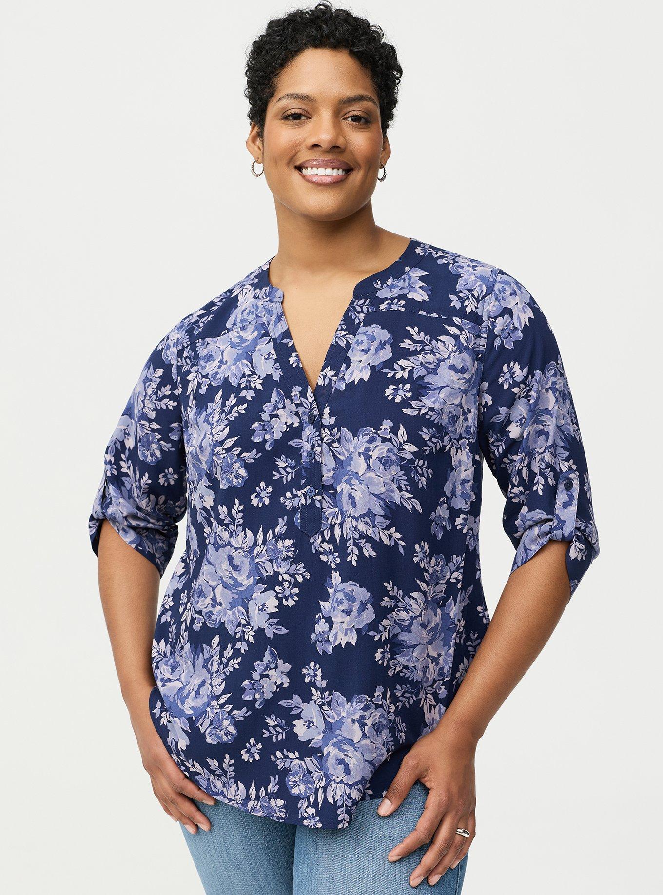 Harper Challis 3/4 Sleeve Top, IVY FLORAL BLUE, alternate