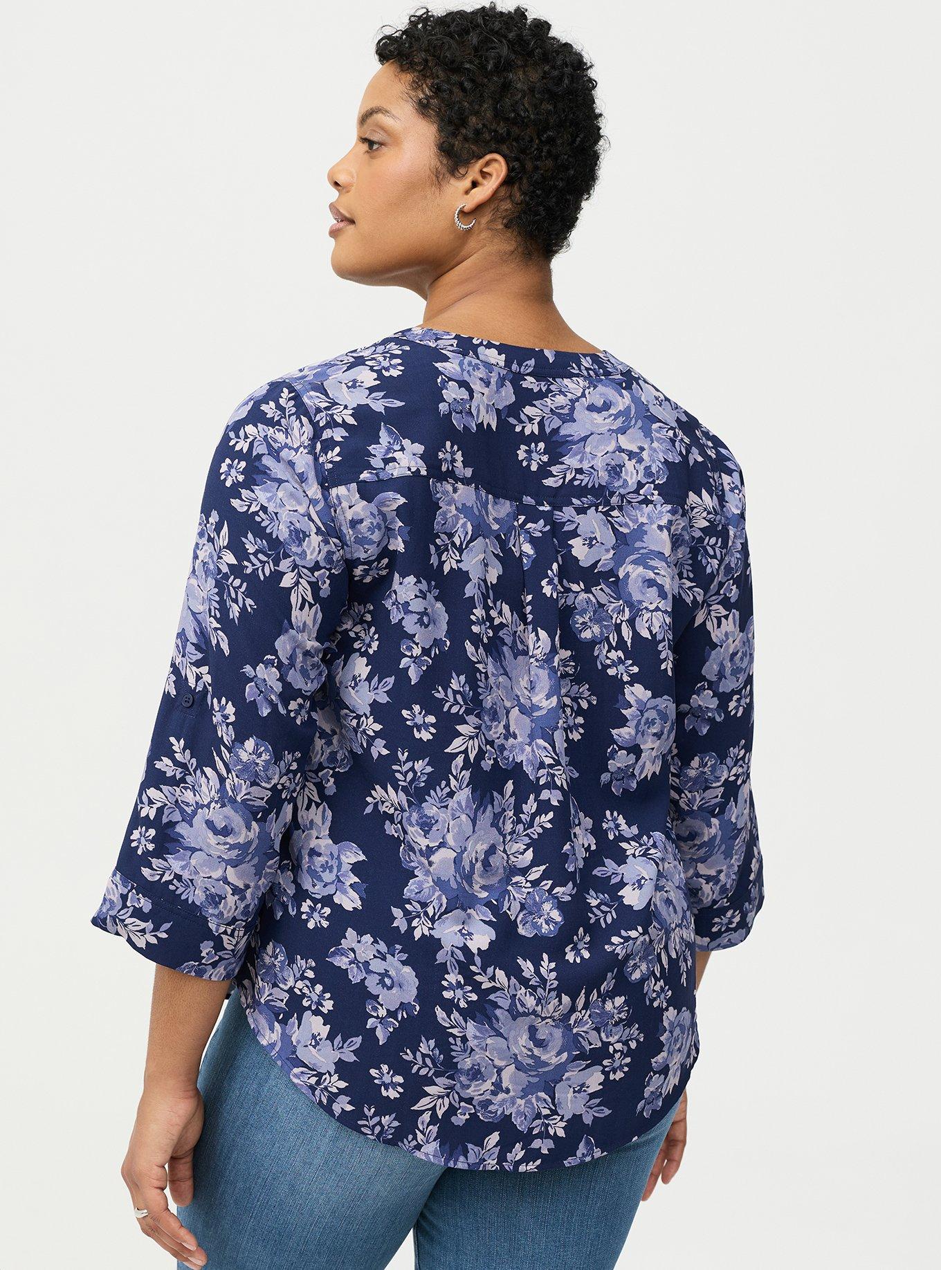 Harper Challis 3/4 Sleeve Top, IVY FLORAL BLUE, alternate