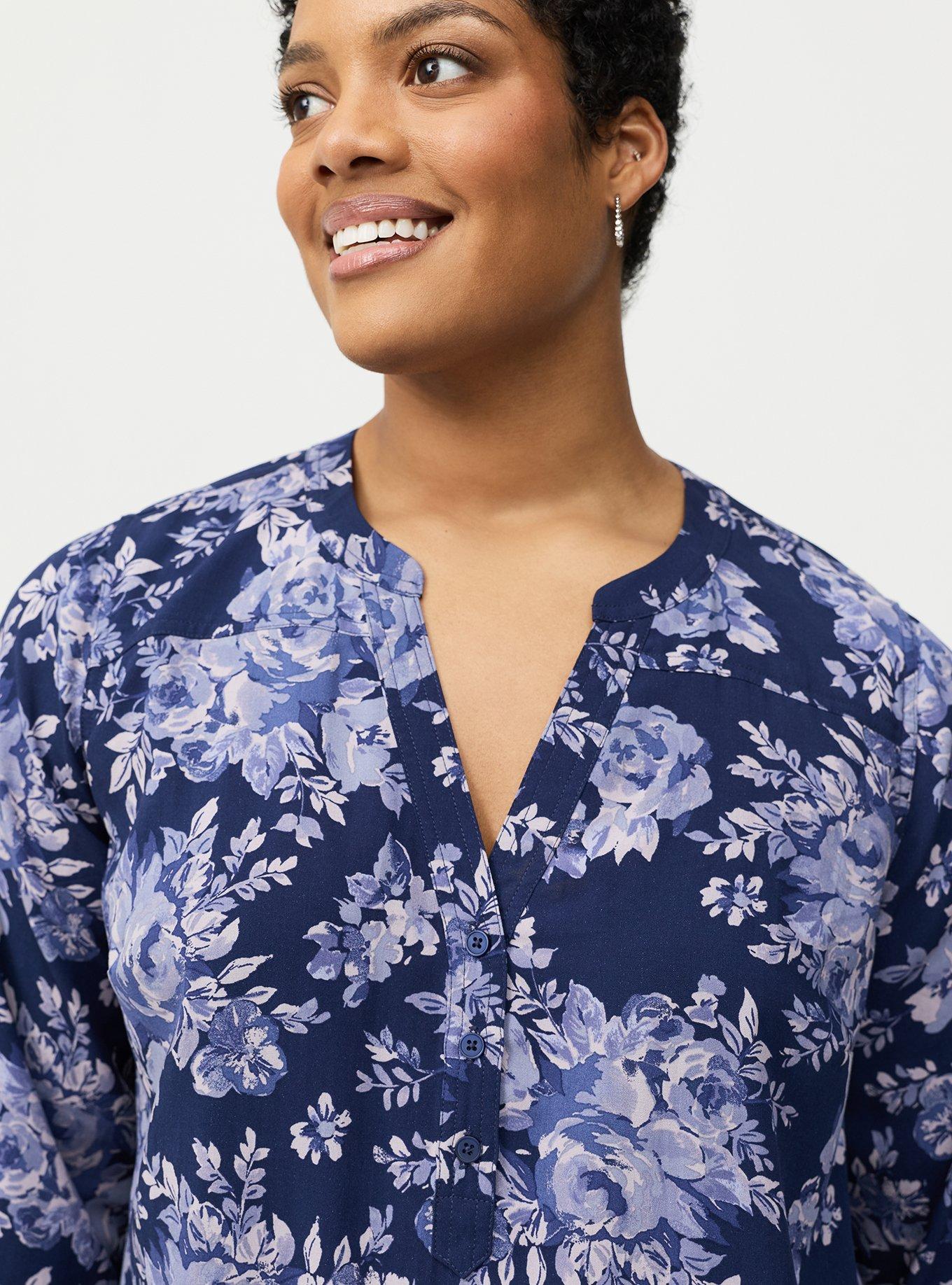 Harper Challis 3/4 Sleeve Top, IVY FLORAL BLUE, alternate