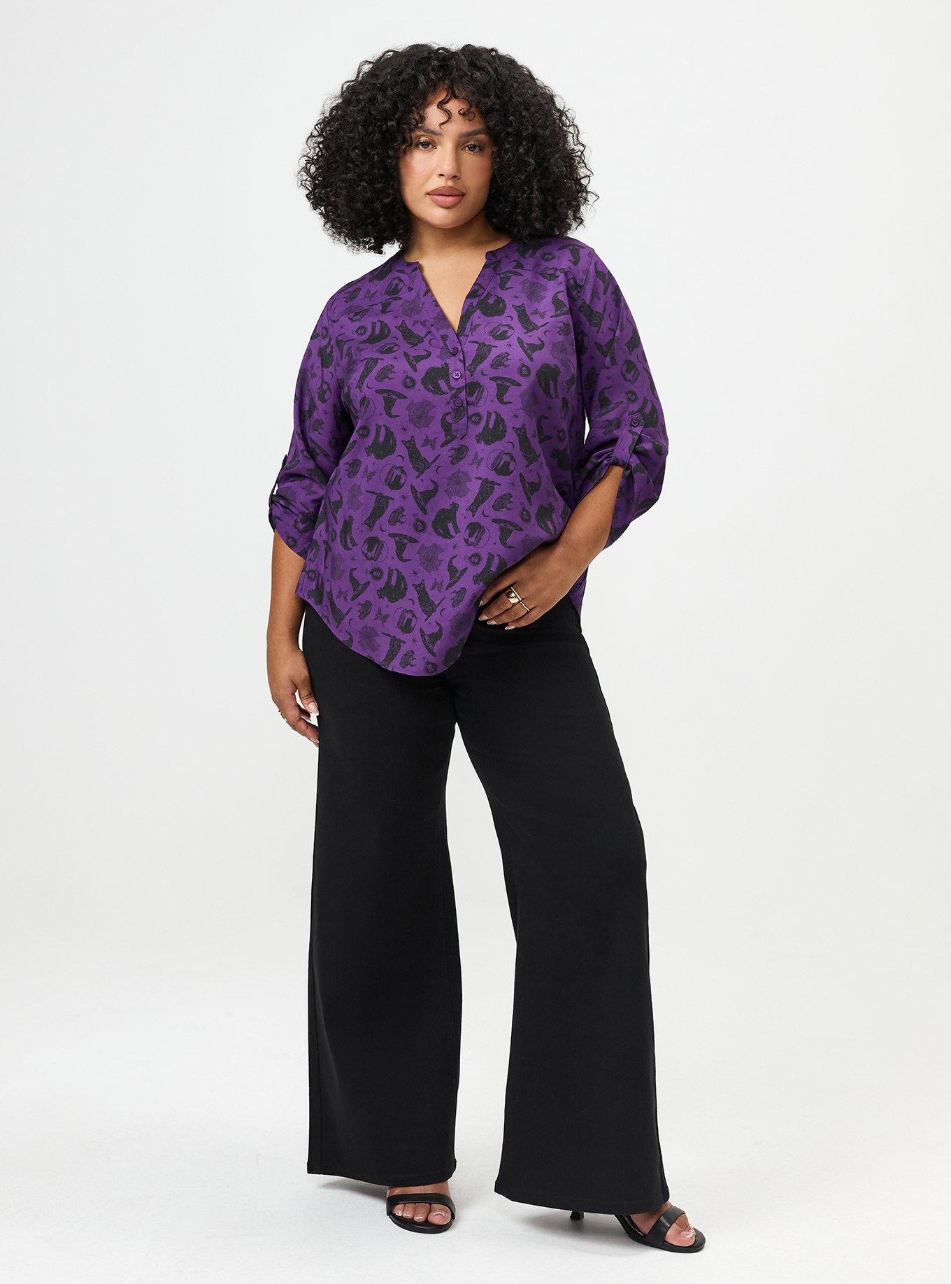Harper Challis 3/4 Sleeve Top, BEWITCHED ICONS PURPLE, alternate