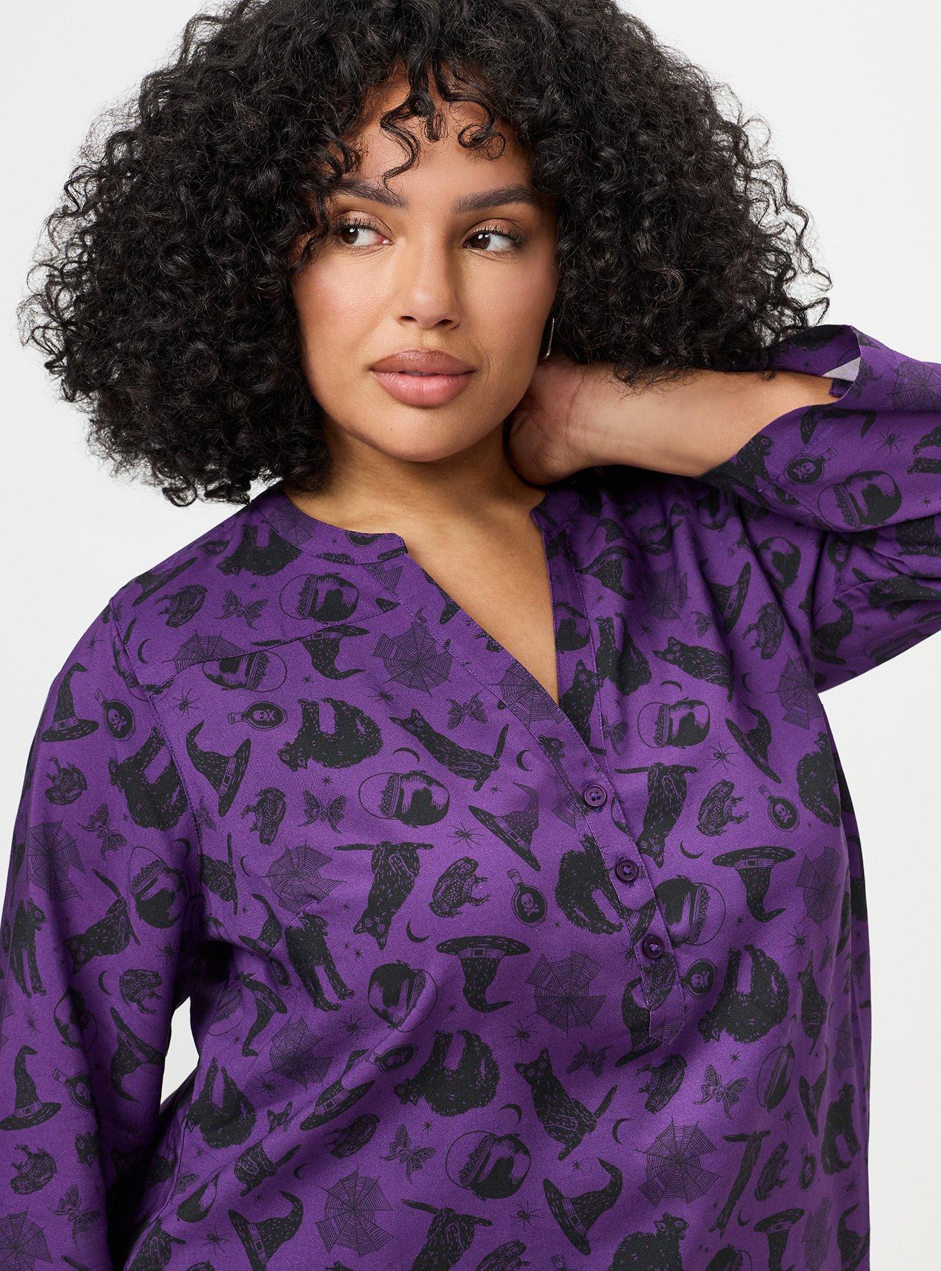 Harper Challis 3/4 Sleeve Top, BEWITCHED ICONS PURPLE, alternate