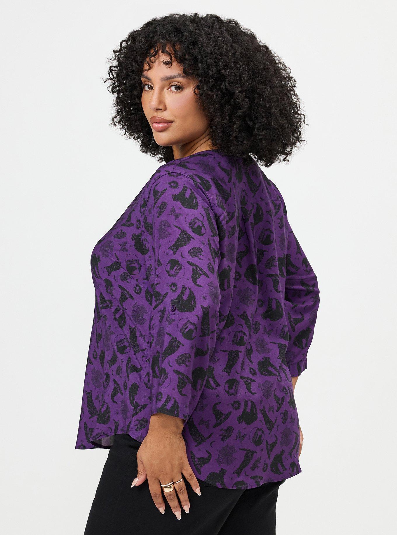 Harper Challis 3/4 Sleeve Top, BEWITCHED ICONS PURPLE, alternate
