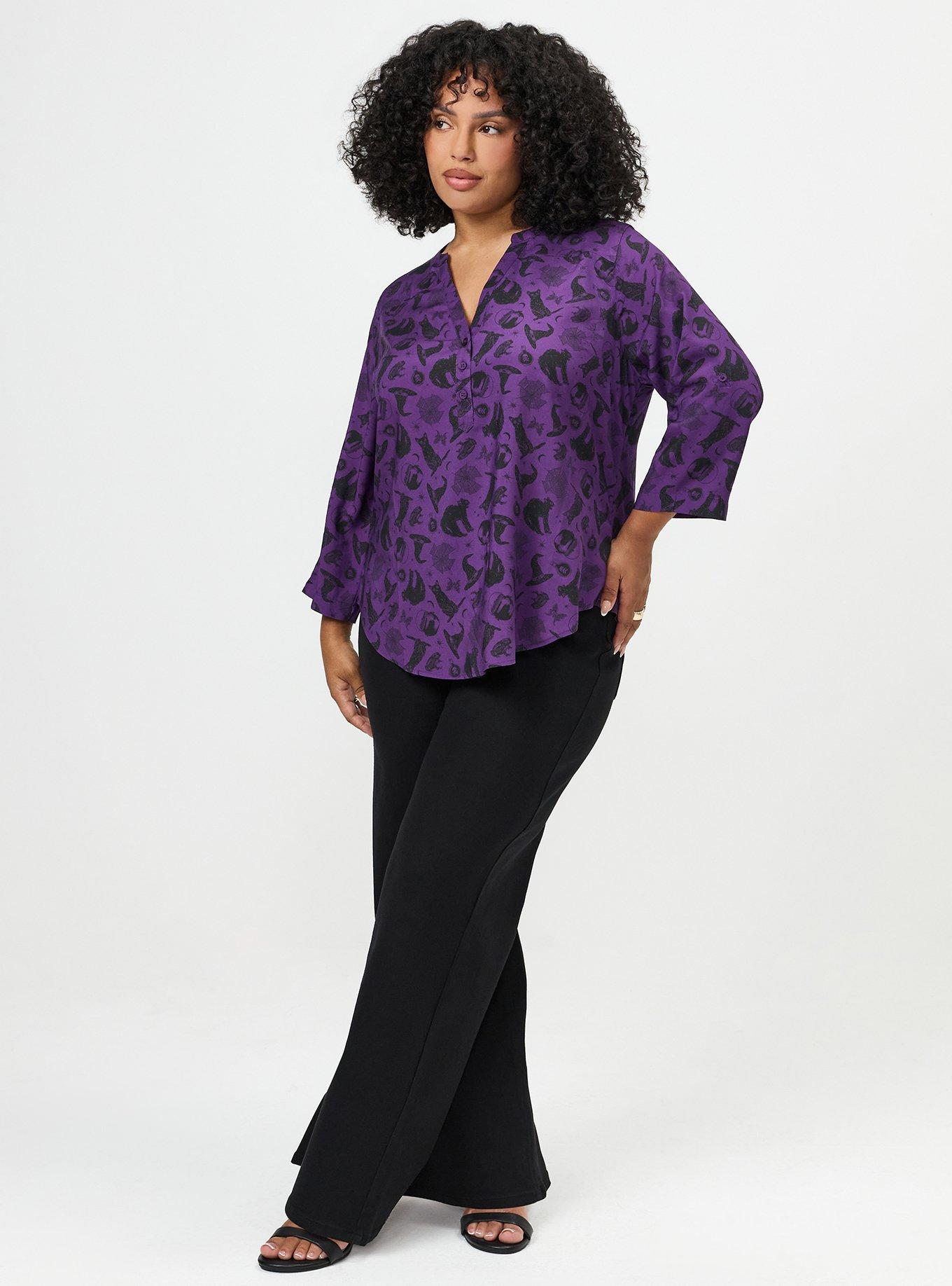 Harper Challis 3/4 Sleeve Top, BEWITCHED ICONS PURPLE, alternate