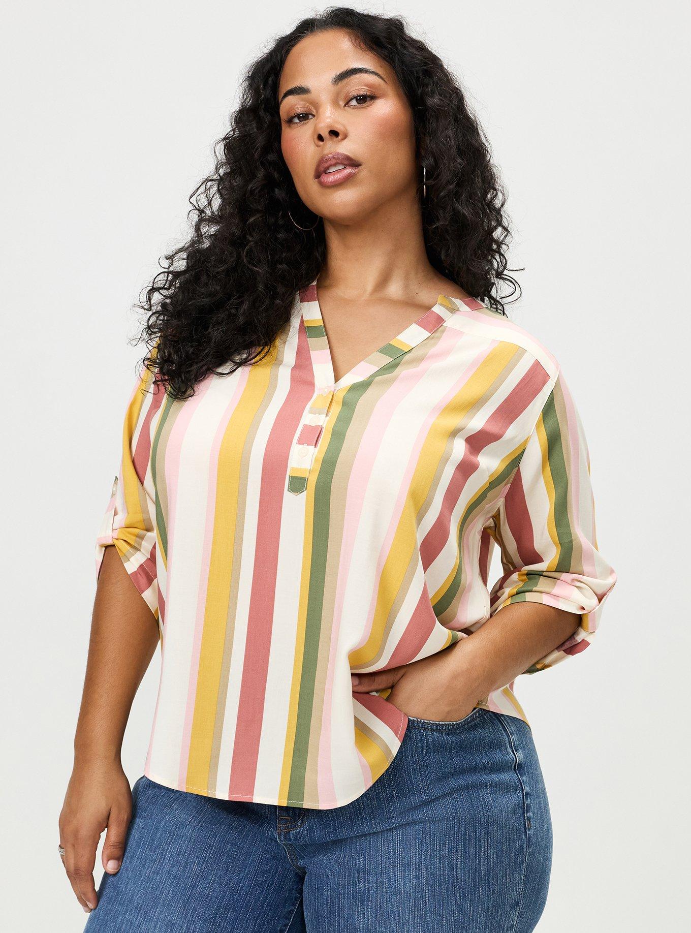 Harper Challis 3/4 Sleeve Top, SEASONS STRIPE MULTI, alternate