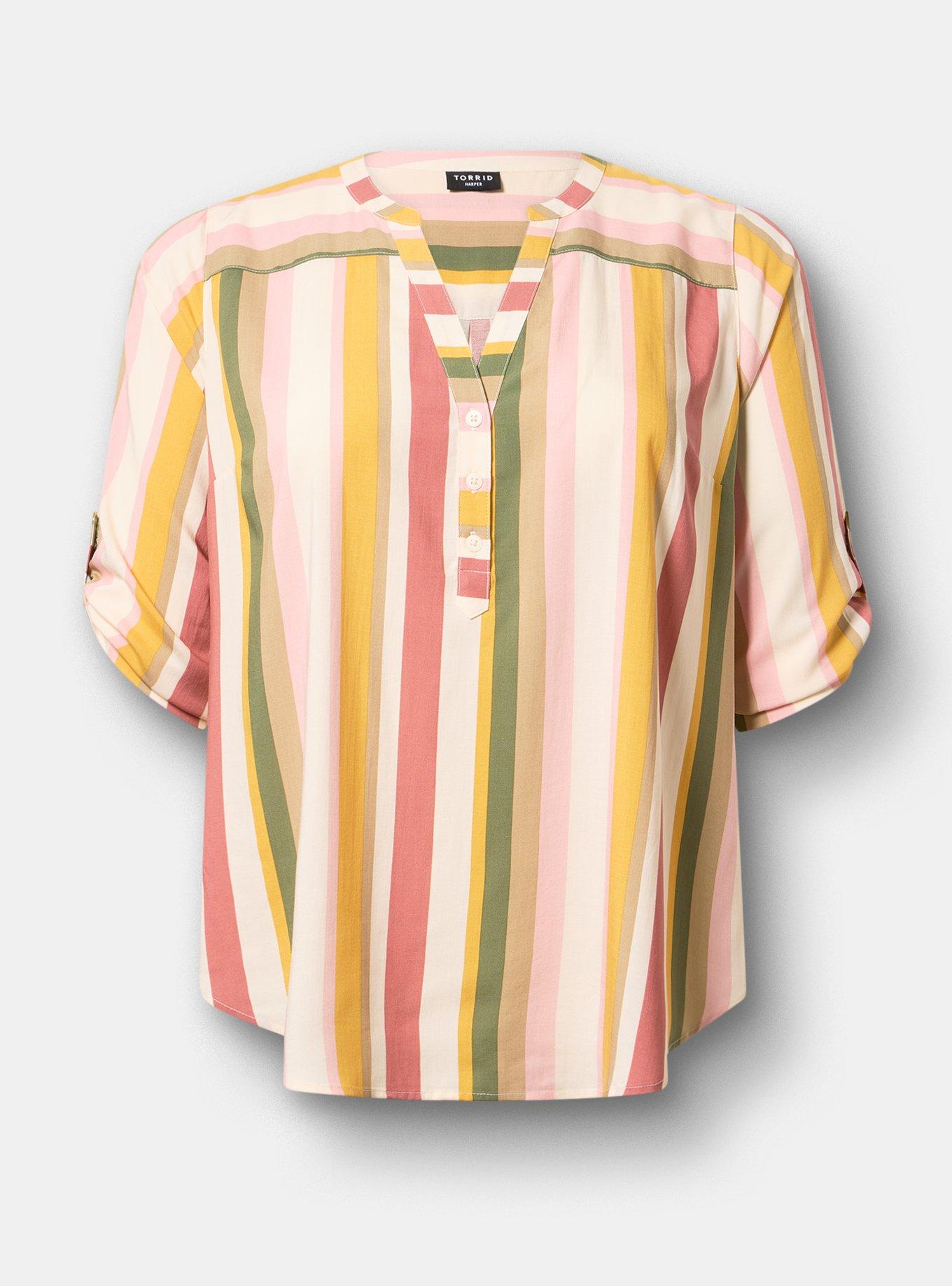Harper Challis 3/4 Sleeve Top, SEASONS STRIPE MULTI, flat