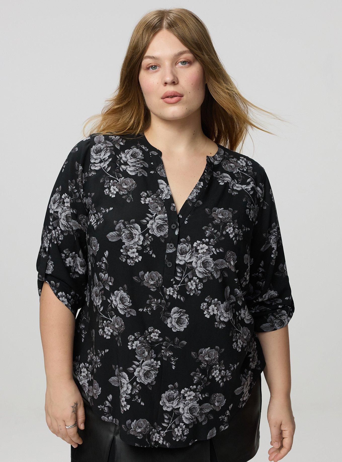 Harper Challis 3/4 Sleeve Top, ROSETTA FLORAL TONAL, hi-res