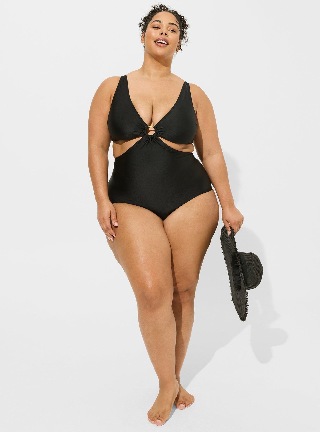 Plus Size - Wireless Triangle O Ring Monokini Swimsuit - Torrid