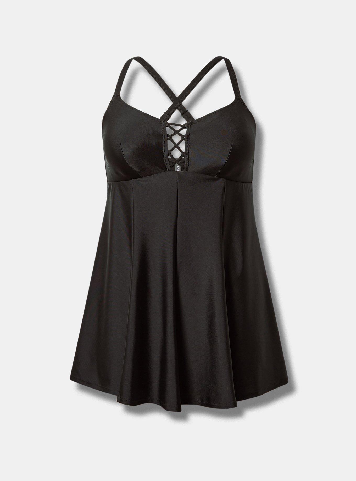 Black lace swim dress store