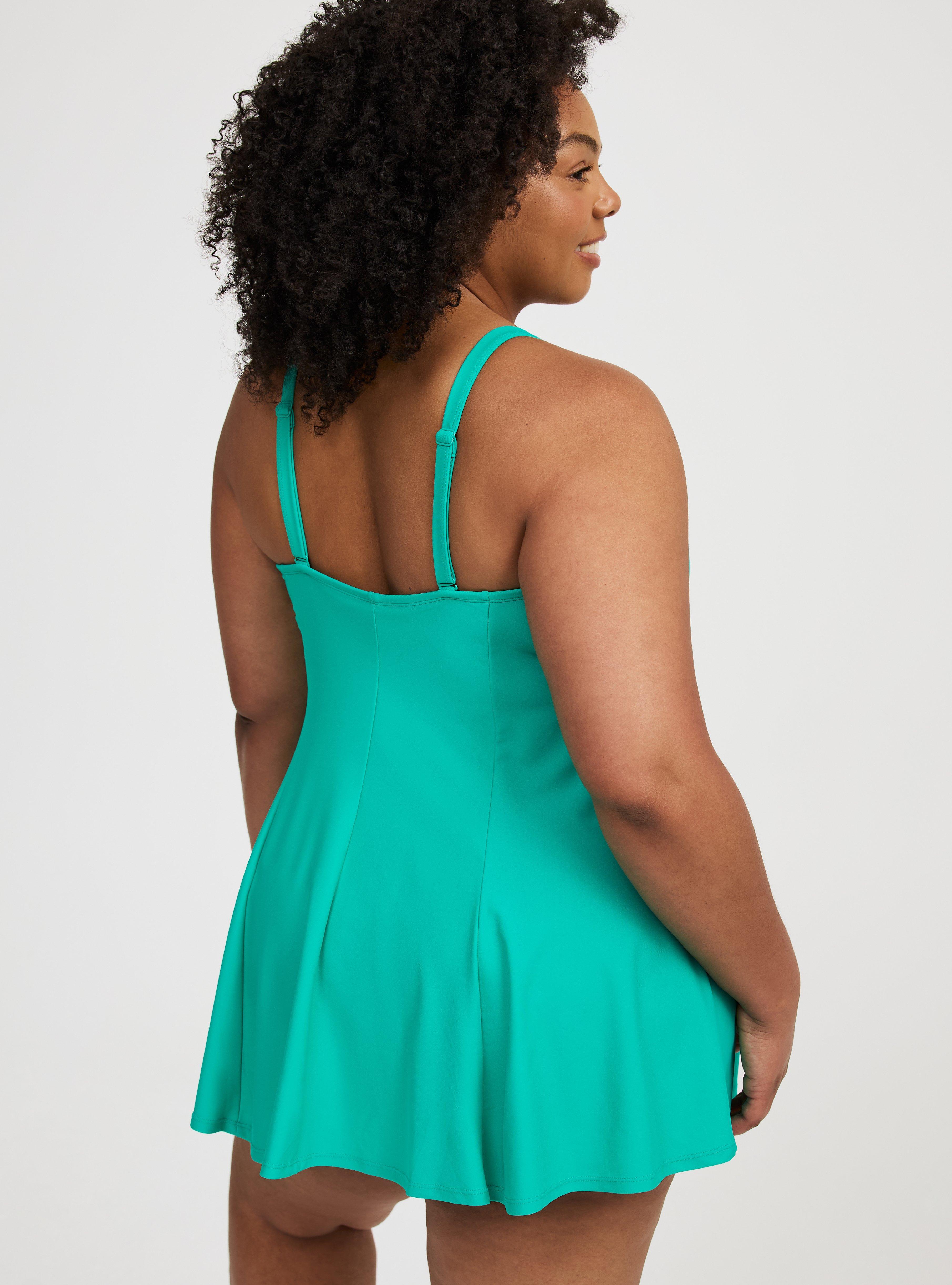 Olive Green Swim Dress Plus Size Strappy Lace-Up Swim Dress Torrid