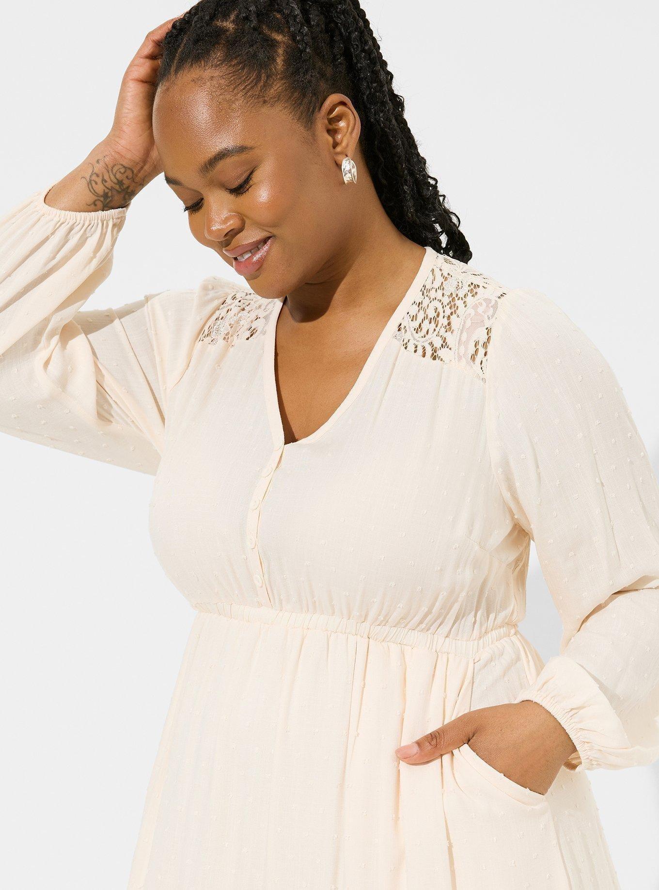 swiss dot lace dress Swiss Dot Tulle Midi Dress - White Large | Women's Online Boutique | Boho Chic Style