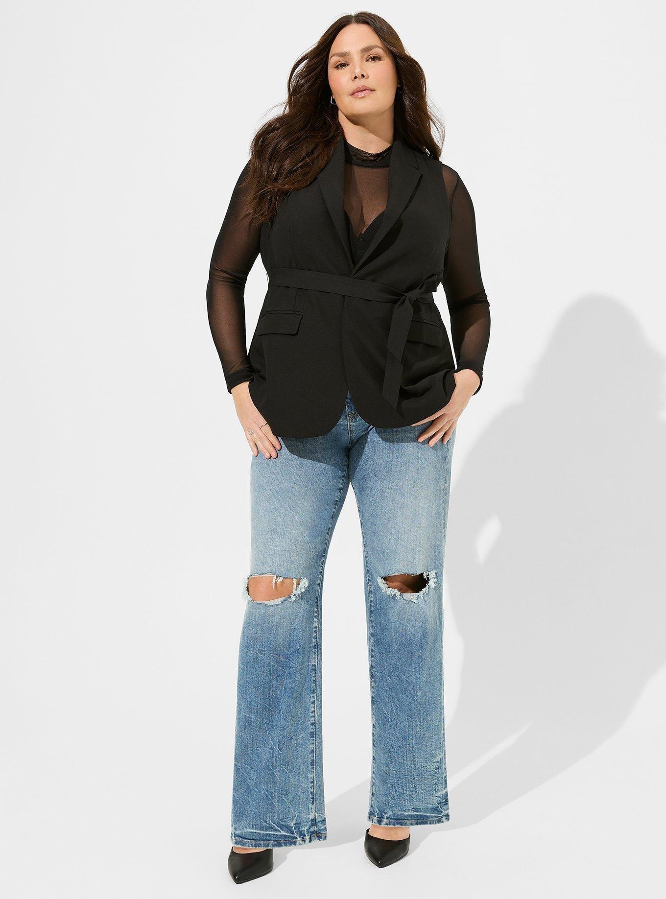 Plus Size - City Twill Longline Belted Vest - Torrid