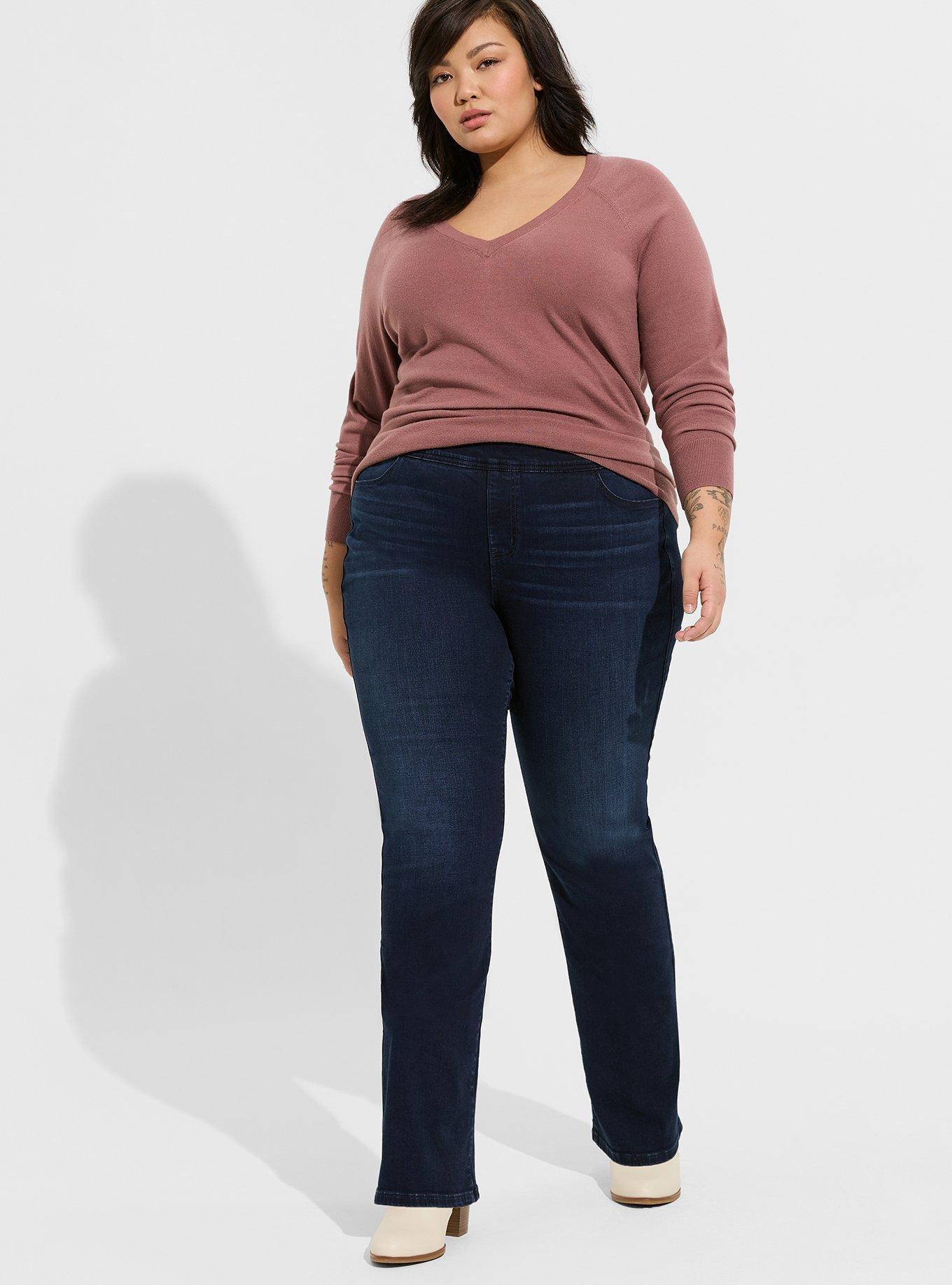 Mid-Rise Secret-Smooth Pockets + Waistband Plus-Size Slim-Flare