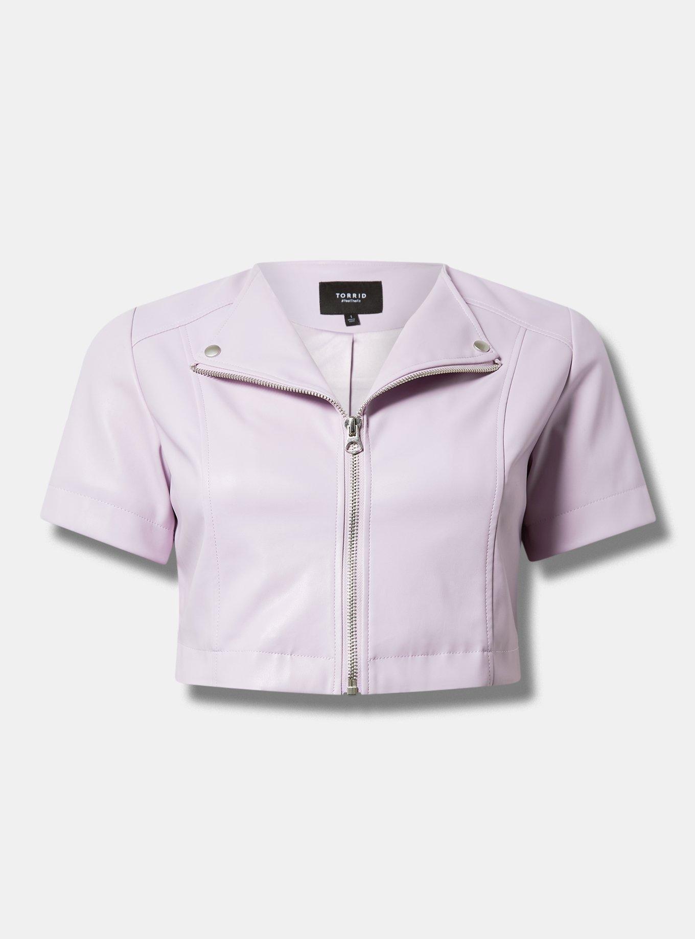 Plus Size Faux Leather Cropped Moto Jacket