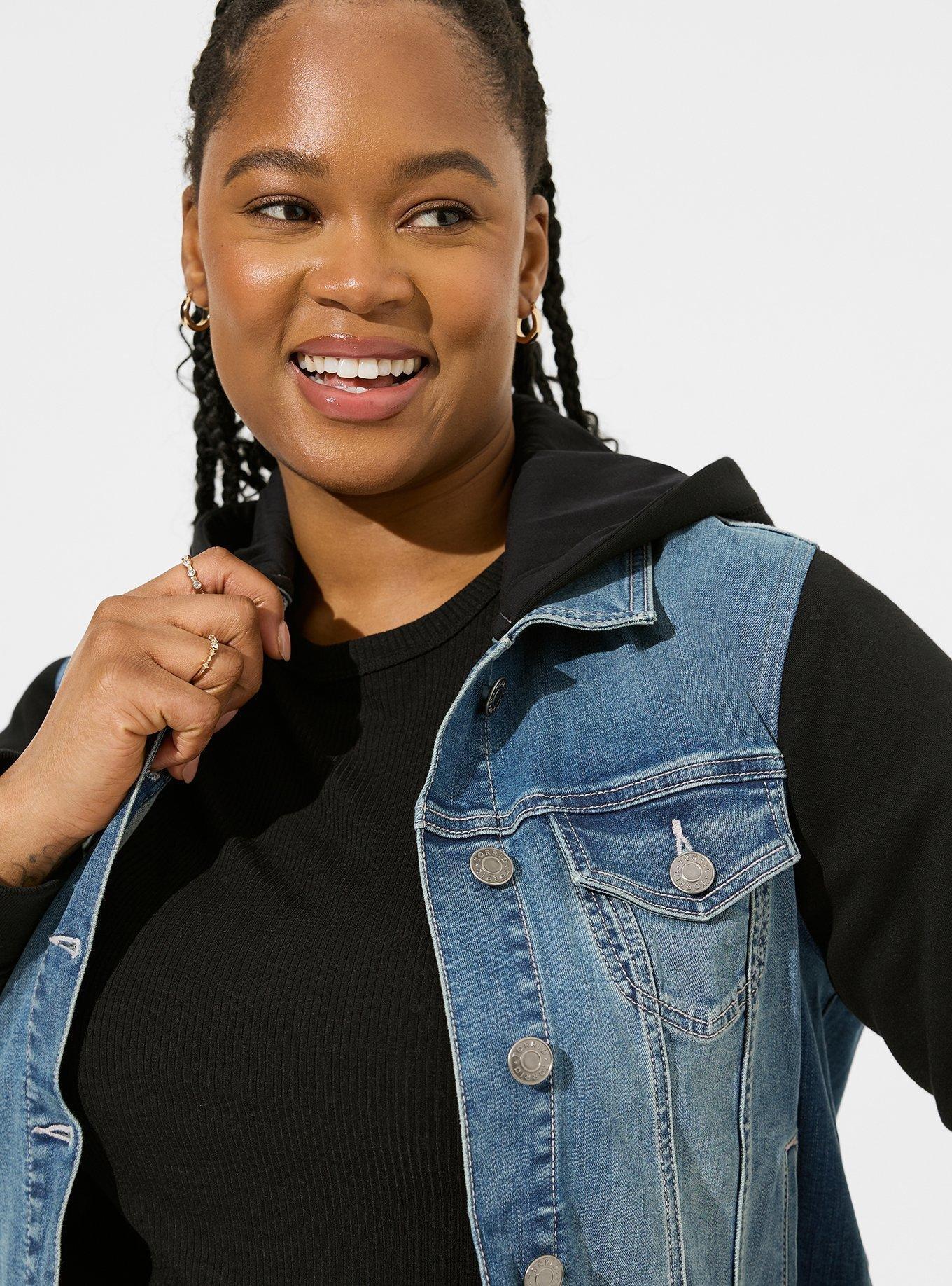 Plus size 2024 denim sweatshirt jacket