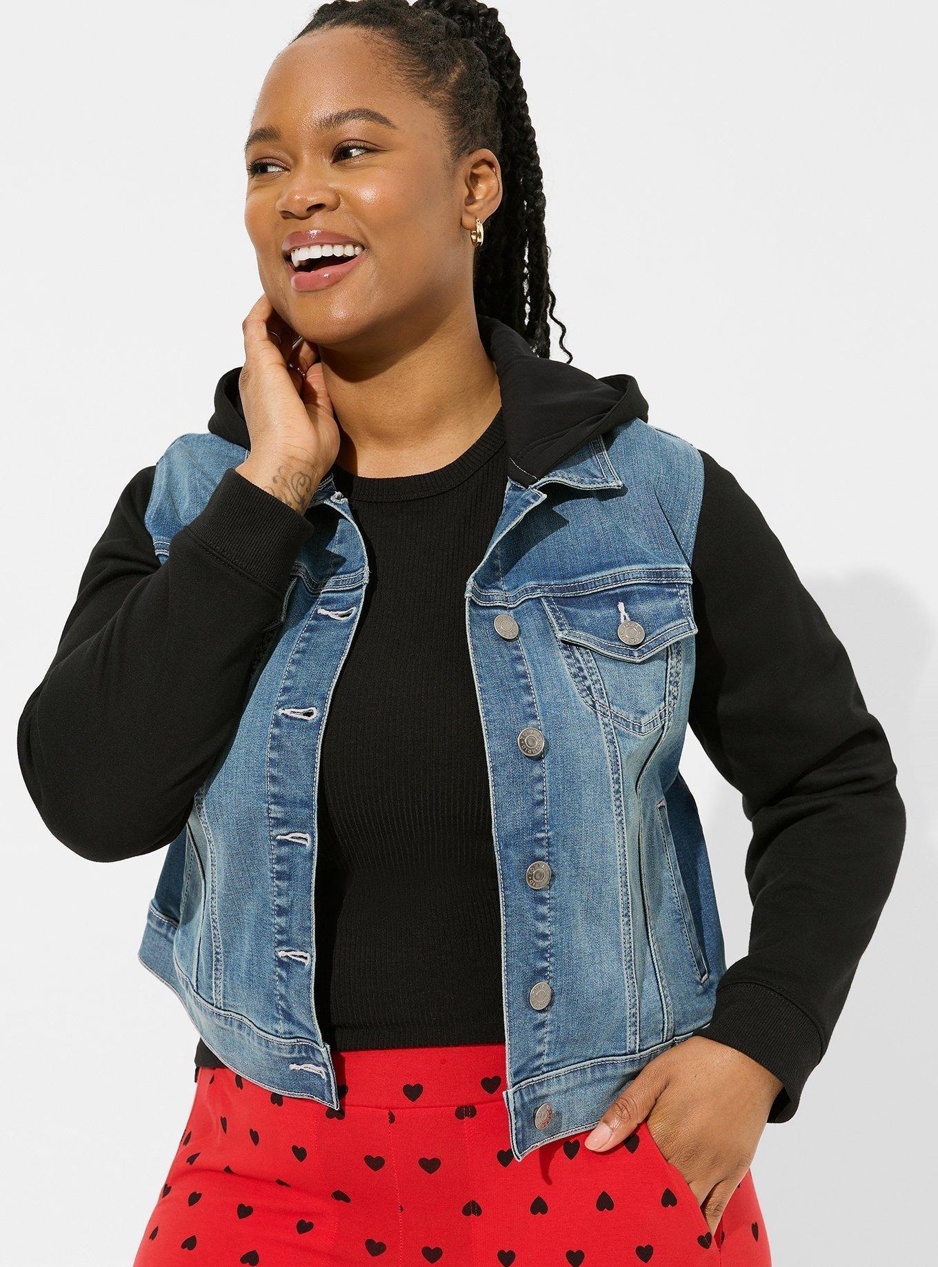 Plus size off outlet the shoulder jean jacket