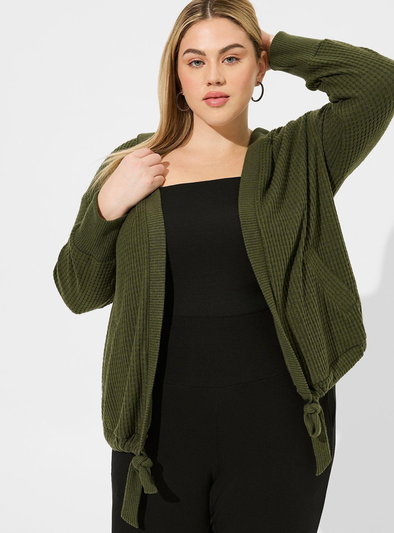 Super Soft Plush Waffle Hooded Open Front Cardigan