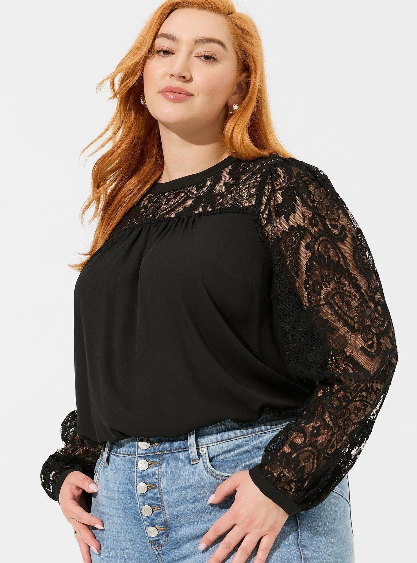 Torrid Gorgeous Black Chiffon Sleeve Super Soft Blouse Top Plus Size 3X,  22/24 