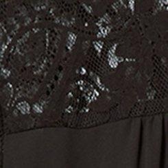 Plus Size Georgette Lace Yoke Long Sleeve Blouse, DEEP BLACK, swatch