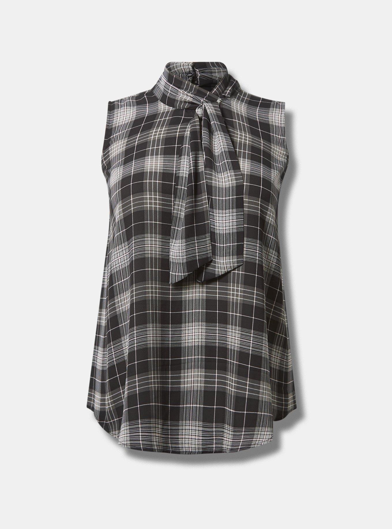 Plus Size - Georgette Tie Neck Sleeveless Blouse - Torrid
