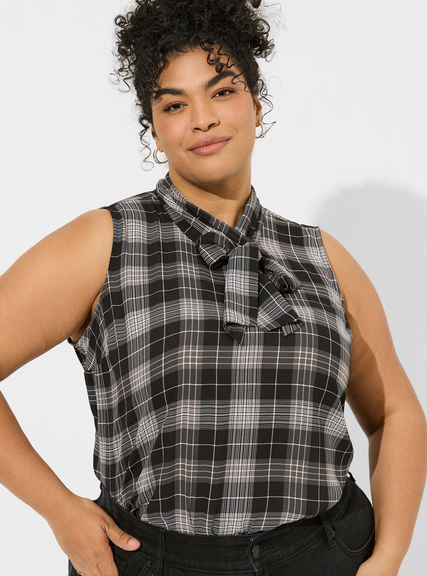 Plus Size - Georgette Tie Neck Sleeveless Blouse - Torrid