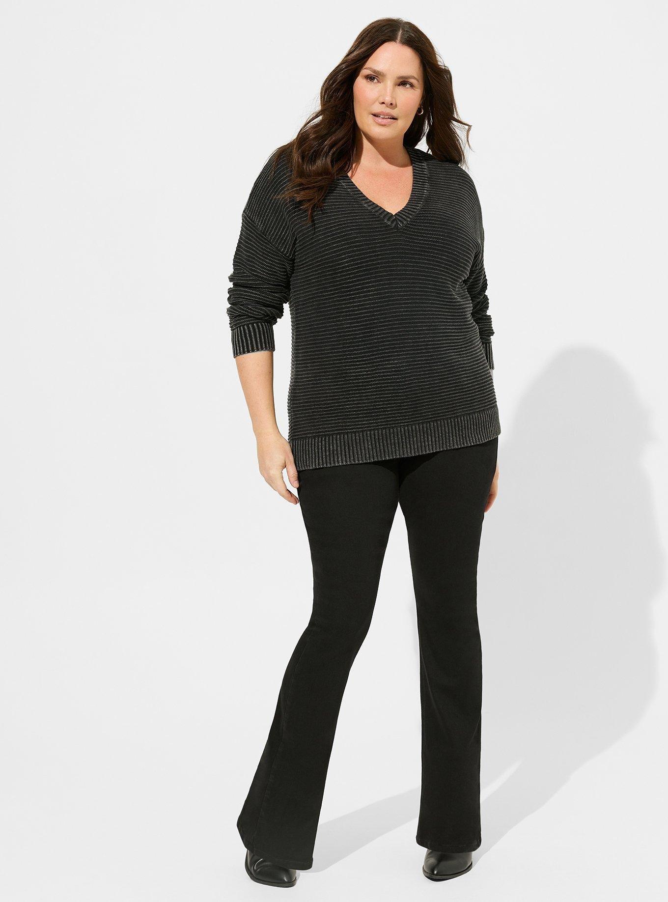 Plus size black on sale v neck sweater