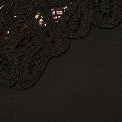 Challis Embroidered Flutter Short Sleeve Top, DEEP BLACK, swatch