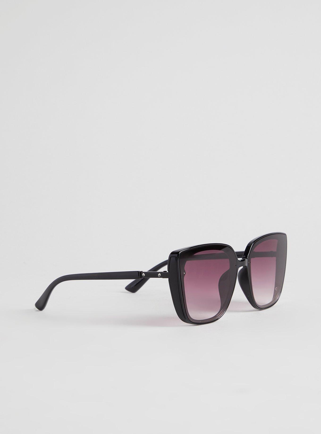 Plus Size Oversized Cat Eye Smoke Lens Sunglasses, , alternate
