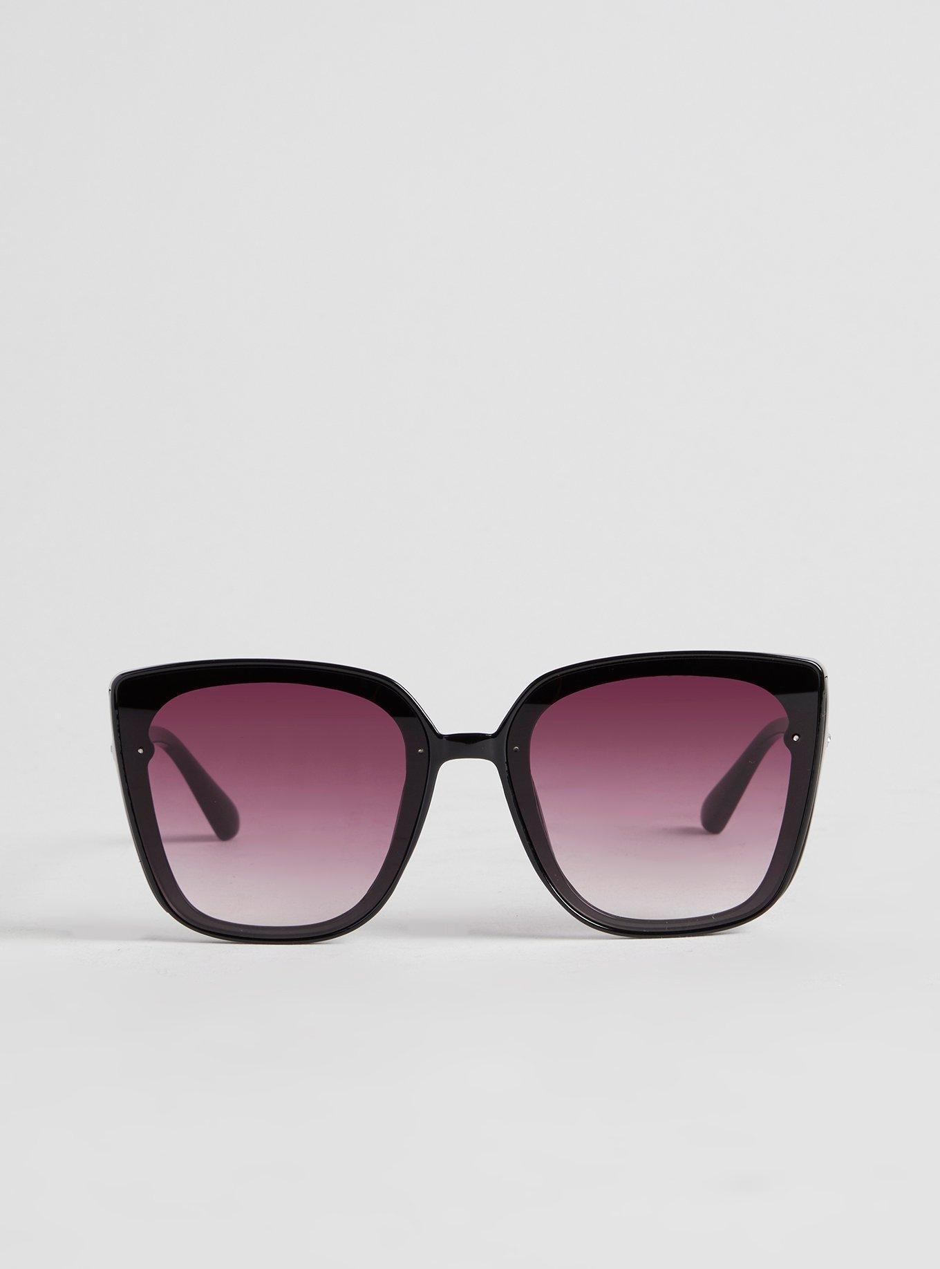 Plus Size Oversized Cat Eye Smoke Lens Sunglasses, , hi-res