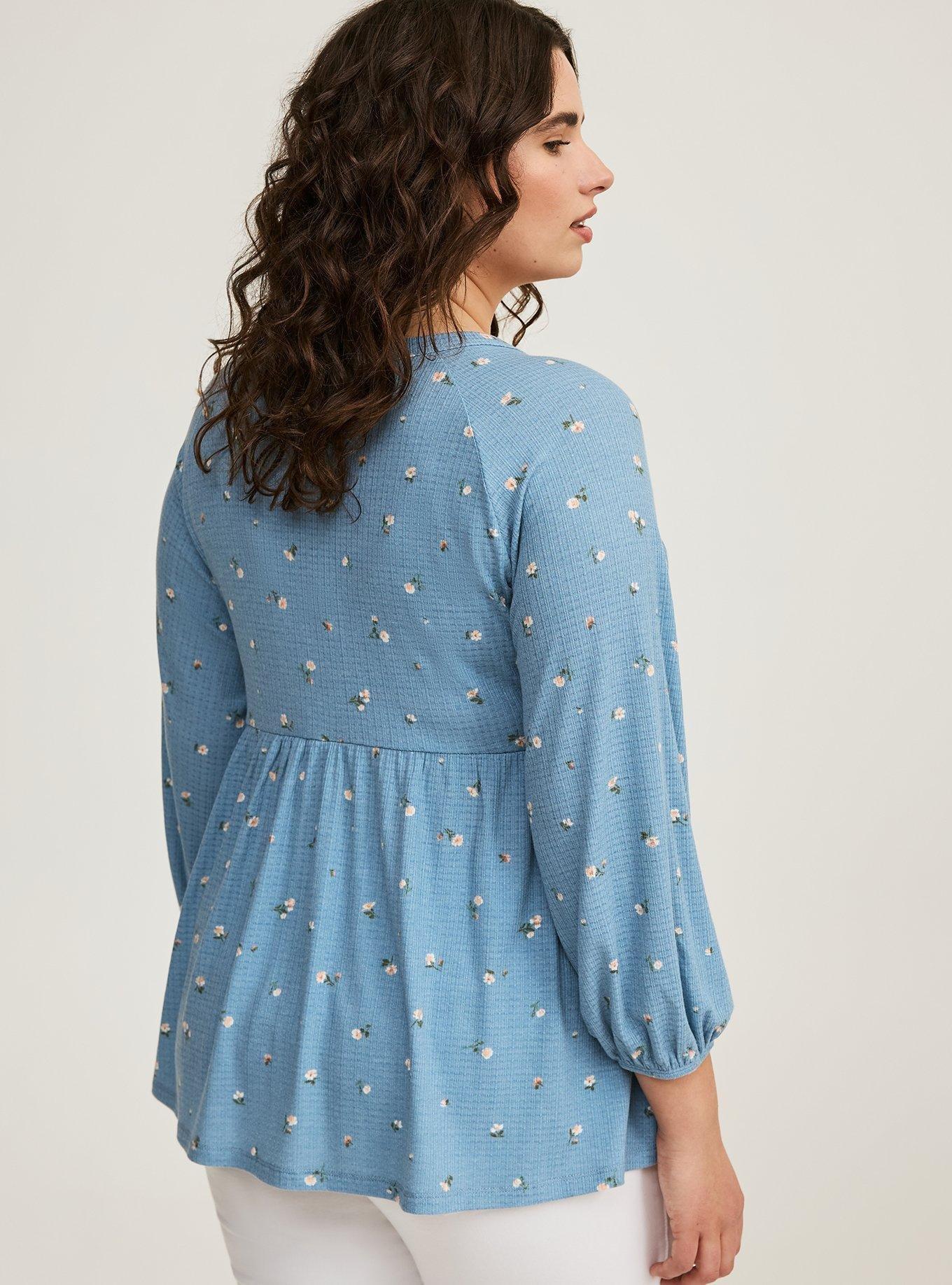 Smocked Henley Babydoll Top