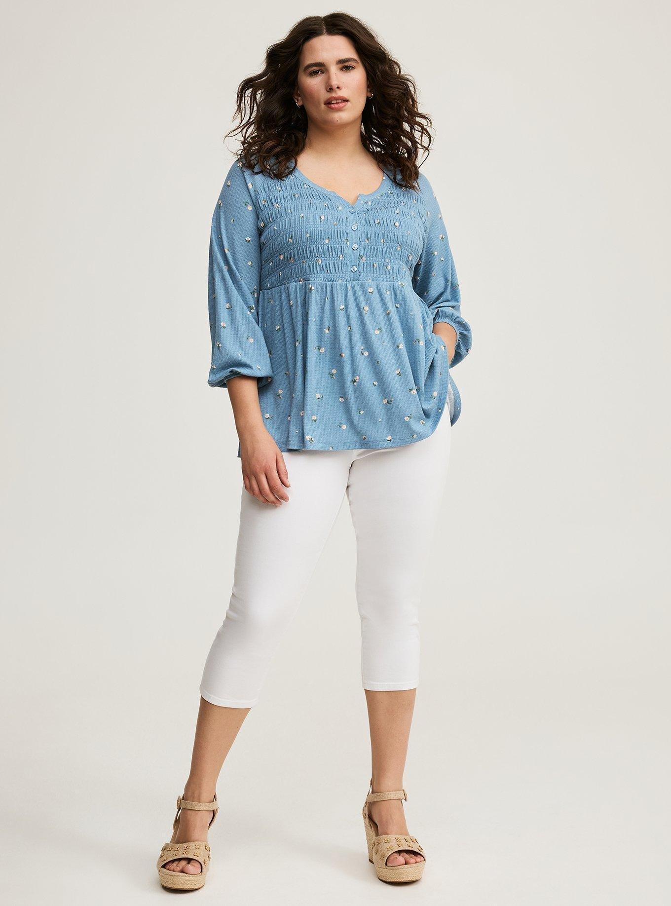 Smocked Henley Babydoll Top