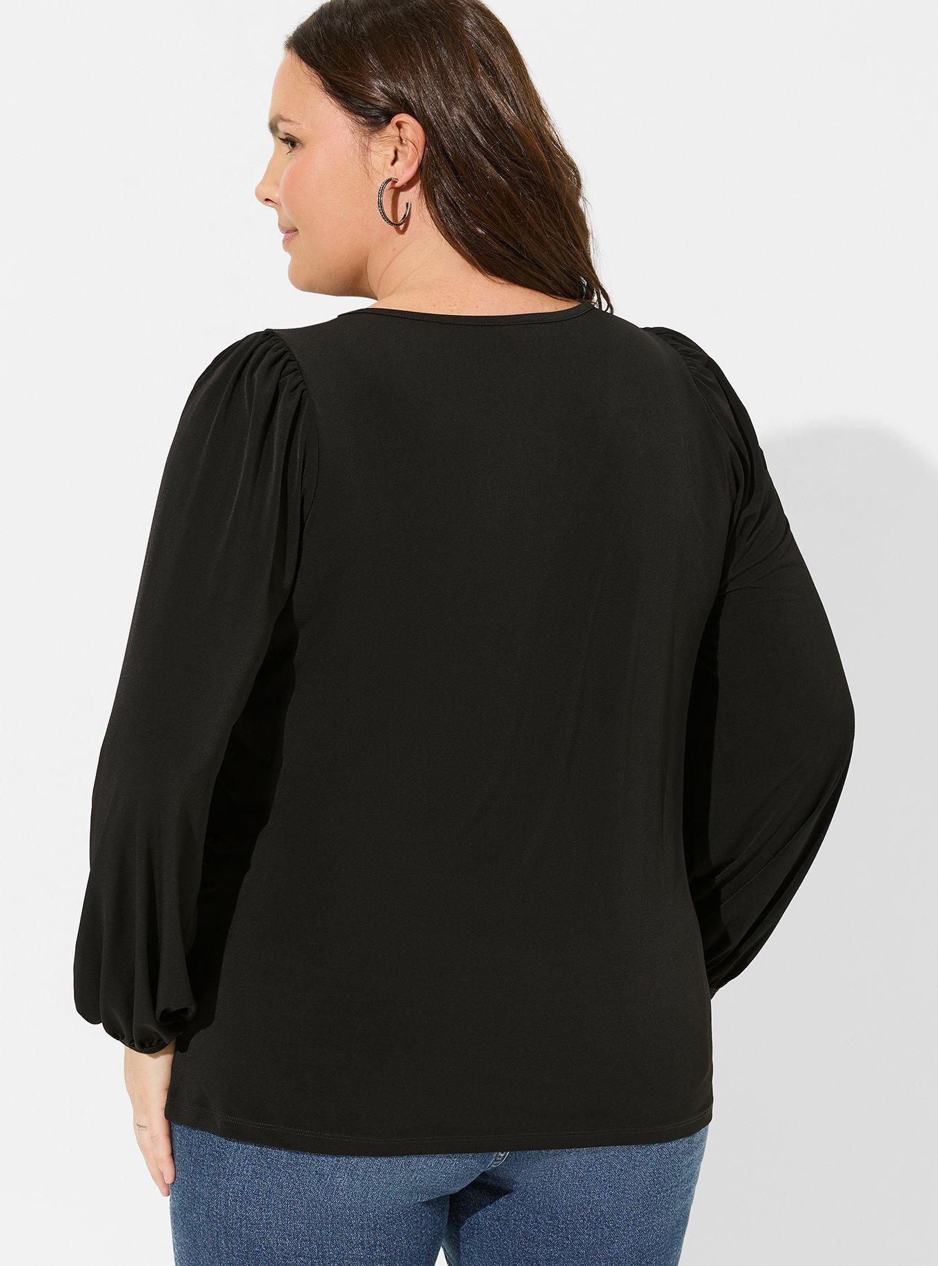 Printed V-Neck Puff Sleeve Top