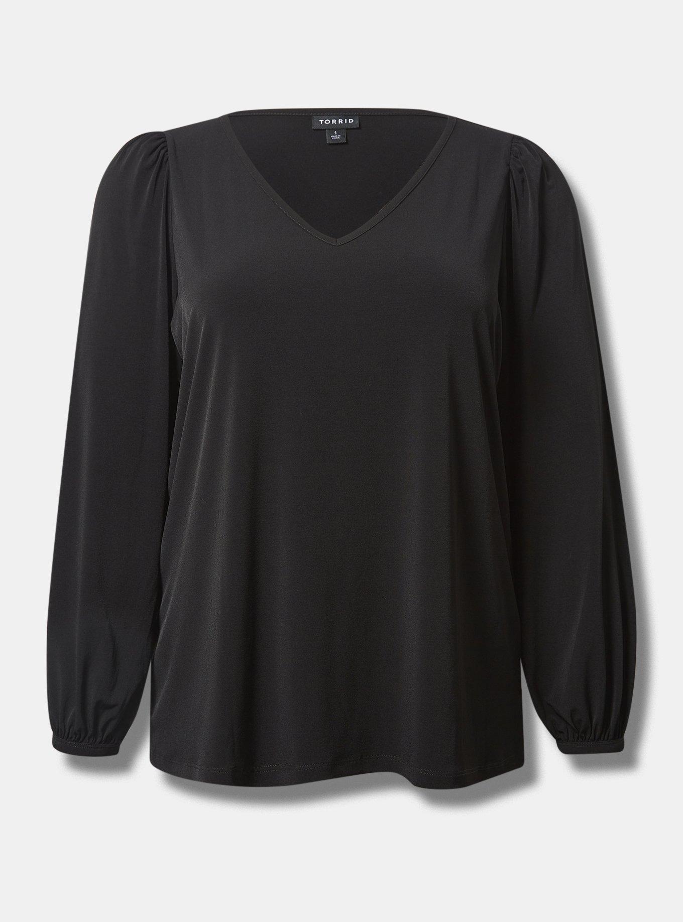 Studio Knit V-Neck Puff Long Sleeve Top