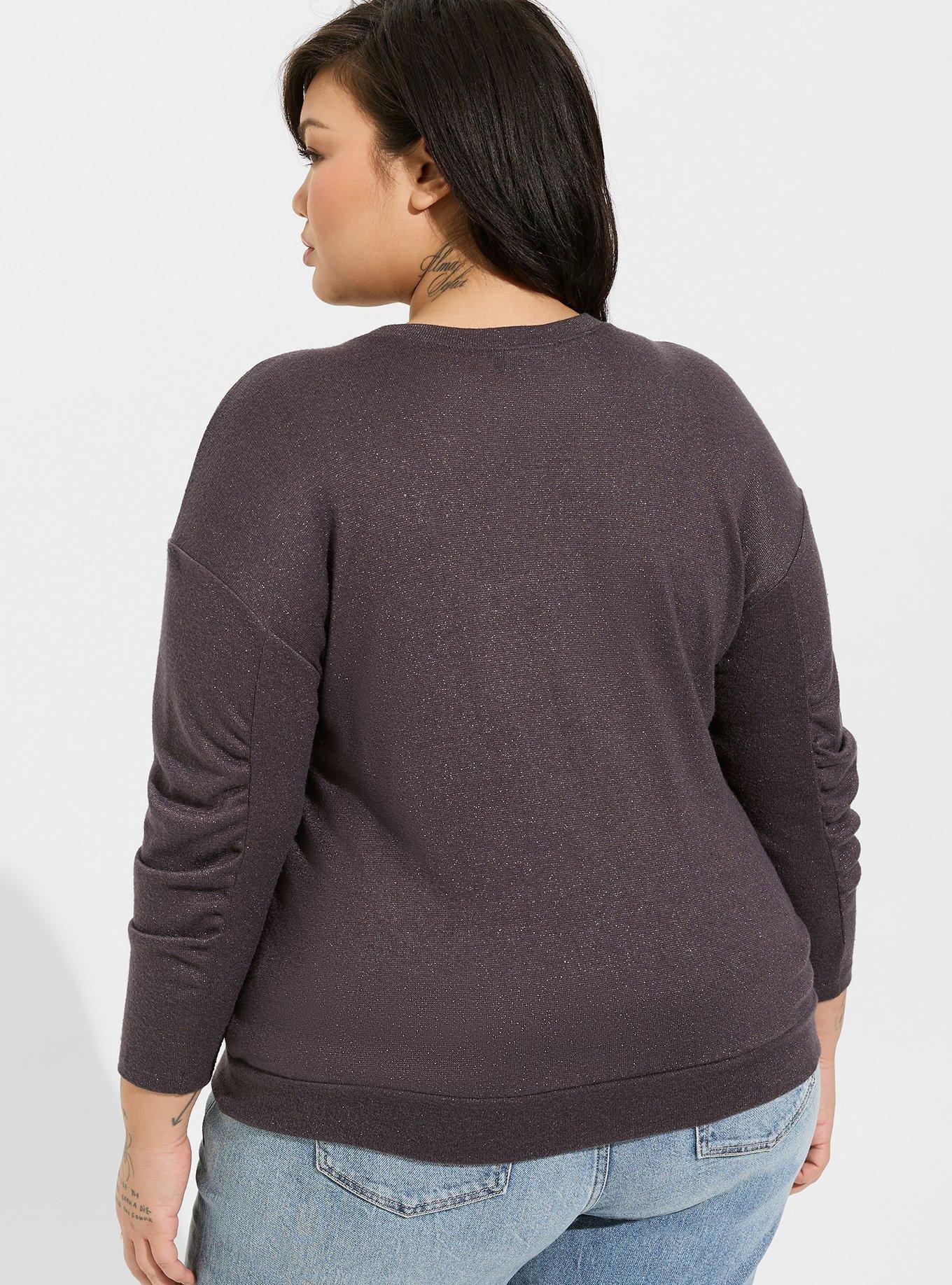 Sparkle Knit Drop Shoulder Shirred Sweatshirt