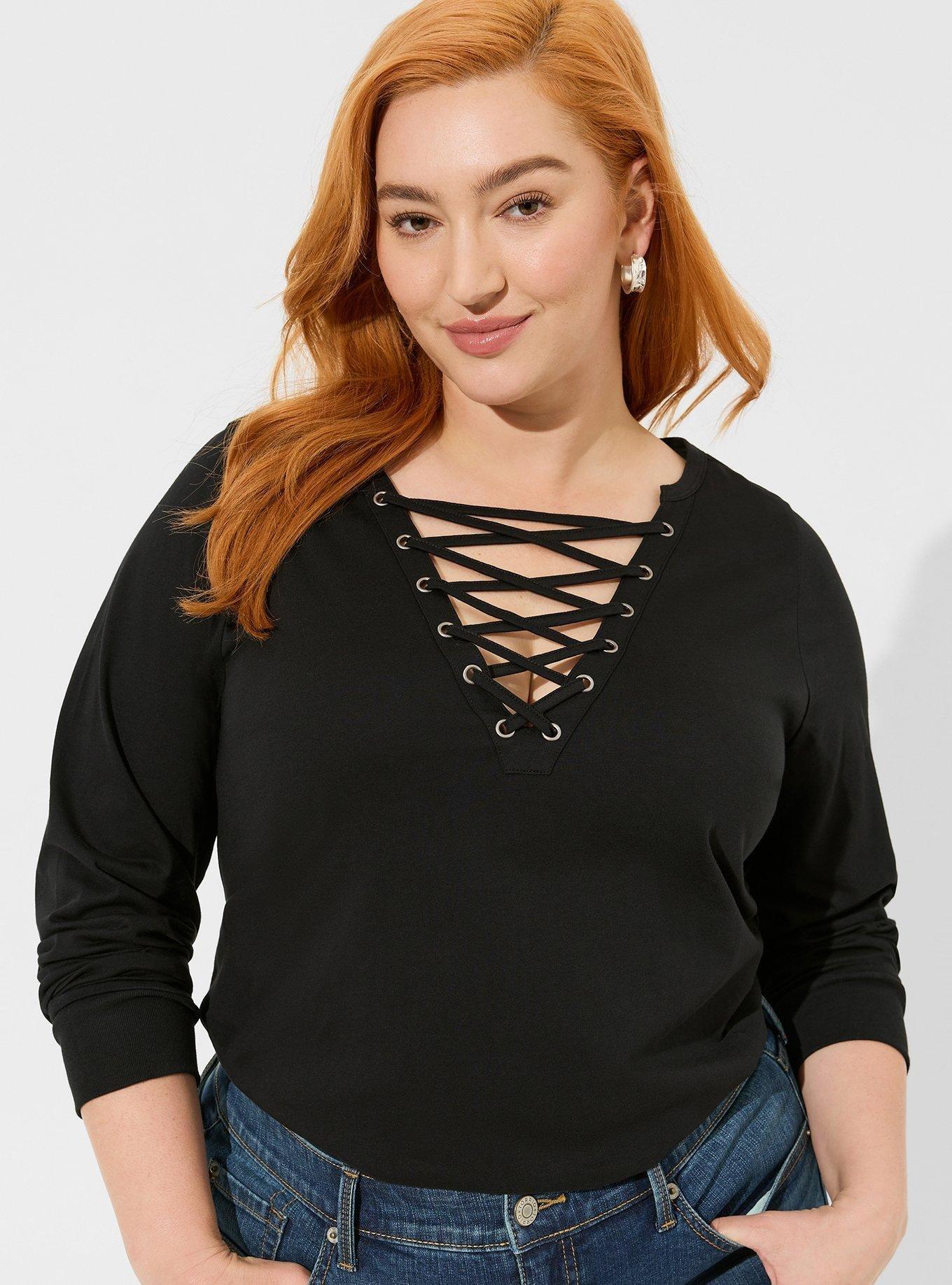 Plus Size - Laced Up Lace Scoop Neck Bralette - Torrid