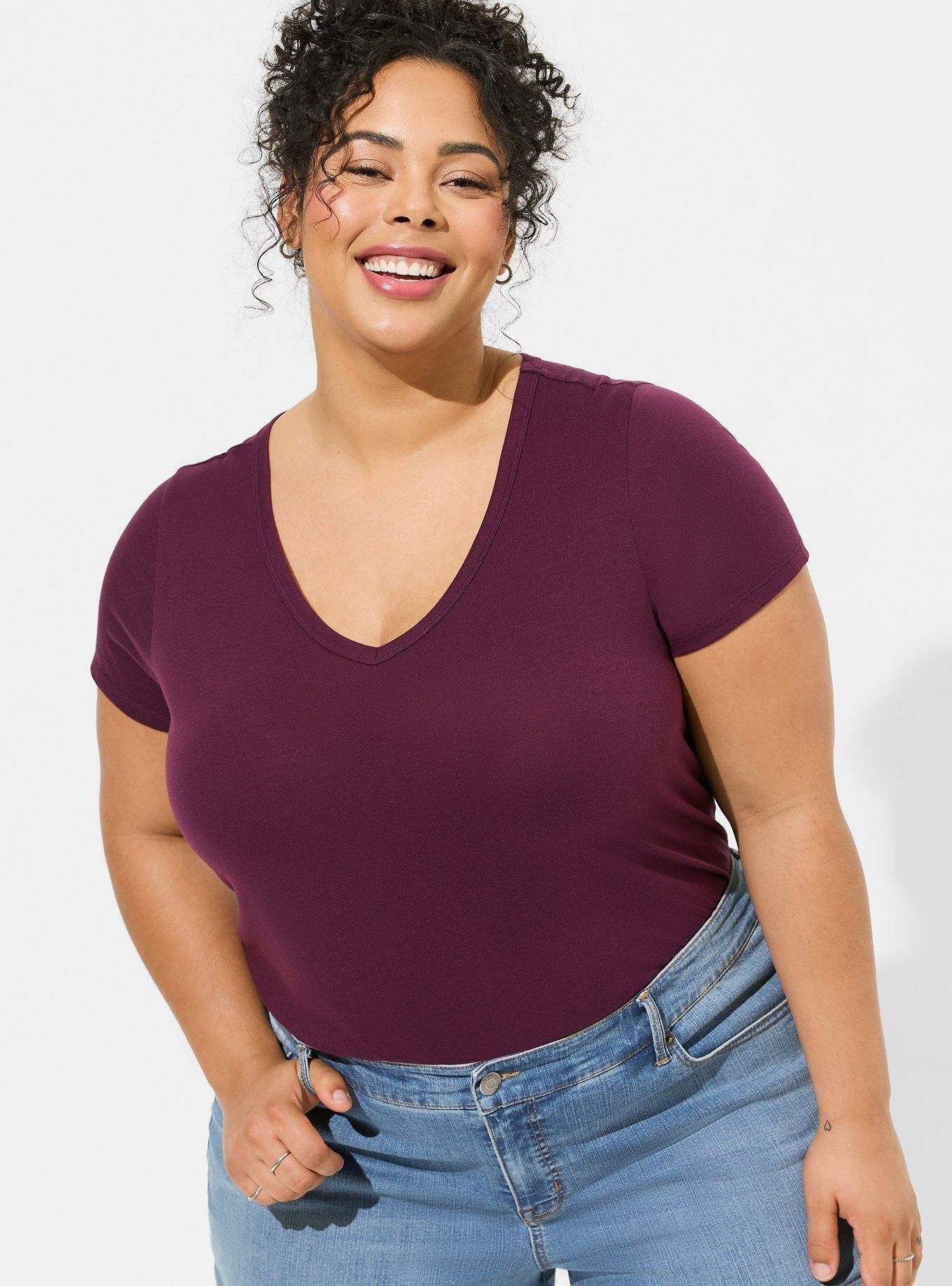 SHOWMALL Plus Size Clothes for Women Cold Shoulder Top Burgundy 4X Blouse  Short Sleeve Clothing V Neck Tunic Summer Shirts 