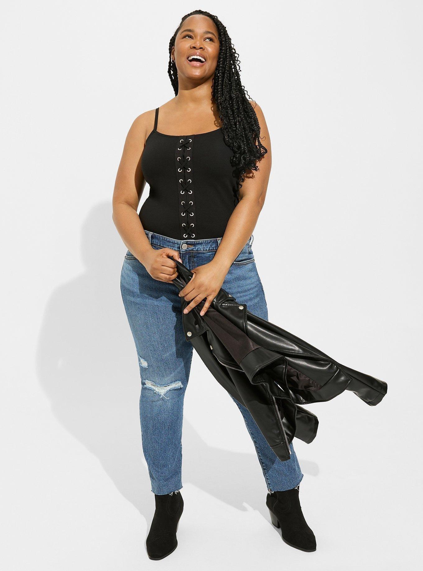 Plus Size - Lace-Up Tube Top - Foxy Black - Torrid