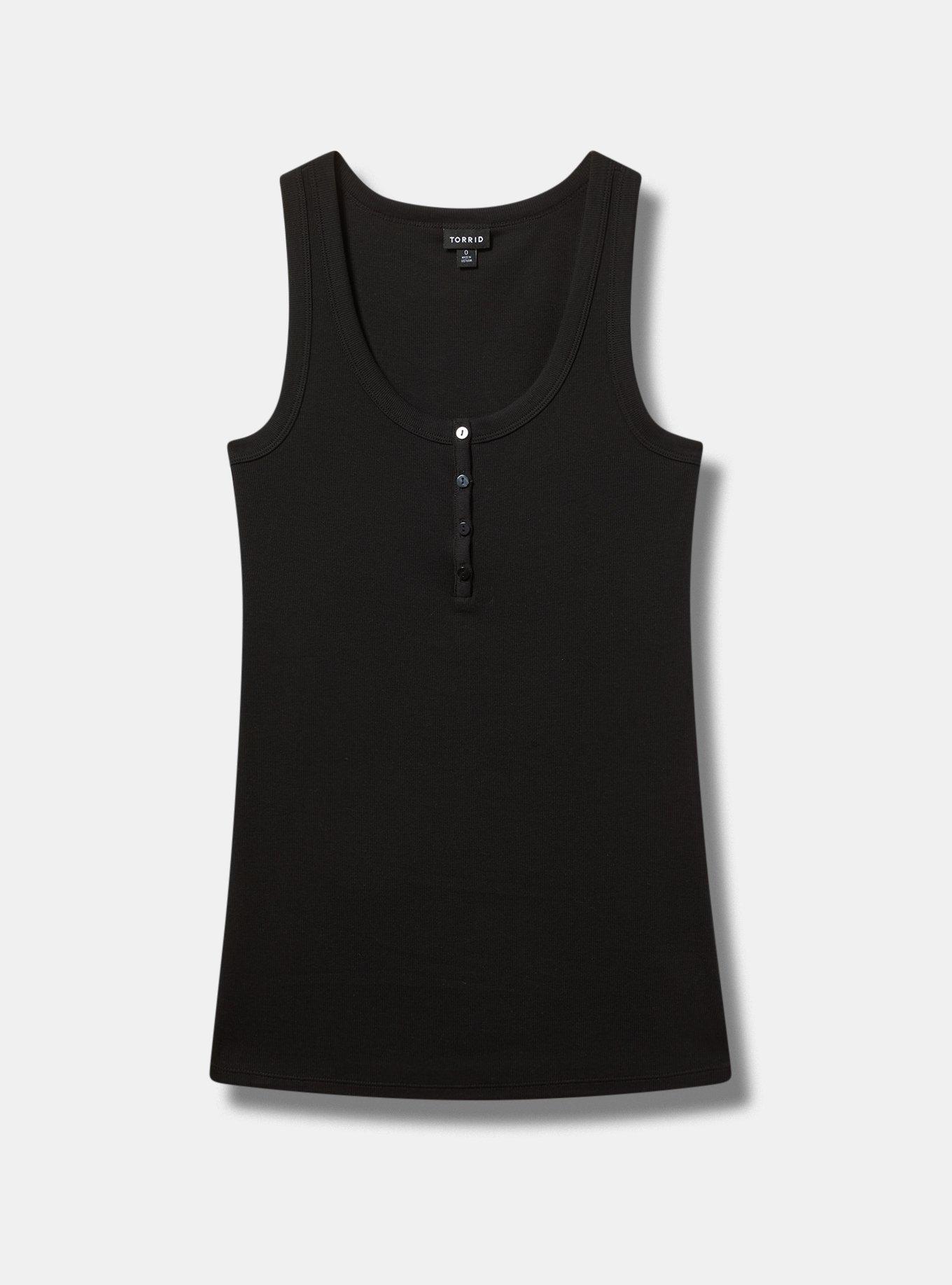 Cotton Modal Rib Scoop Henley Tank