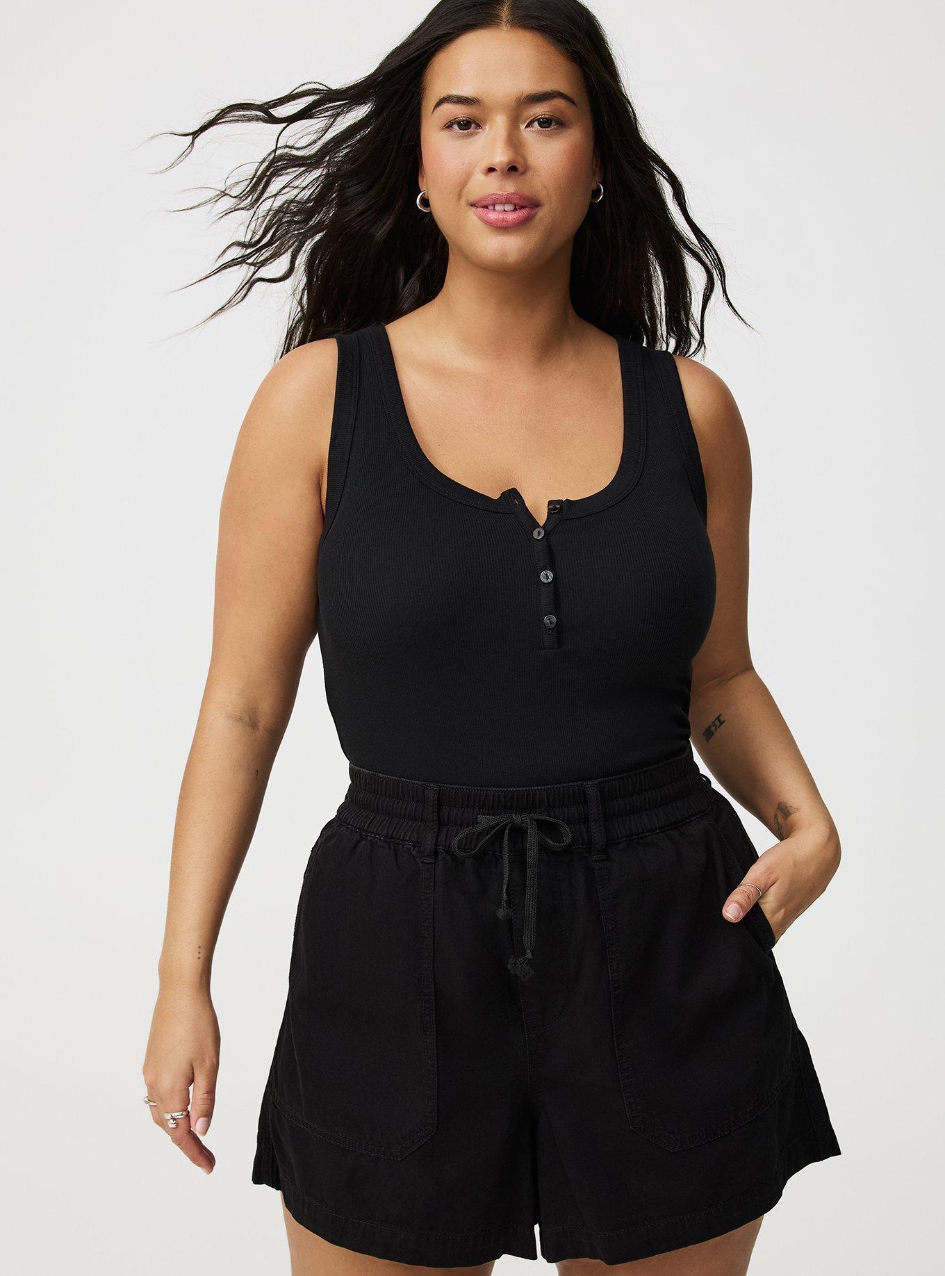 Plus Size - Cotton Modal Rib Scoop Henley Tank - Torrid