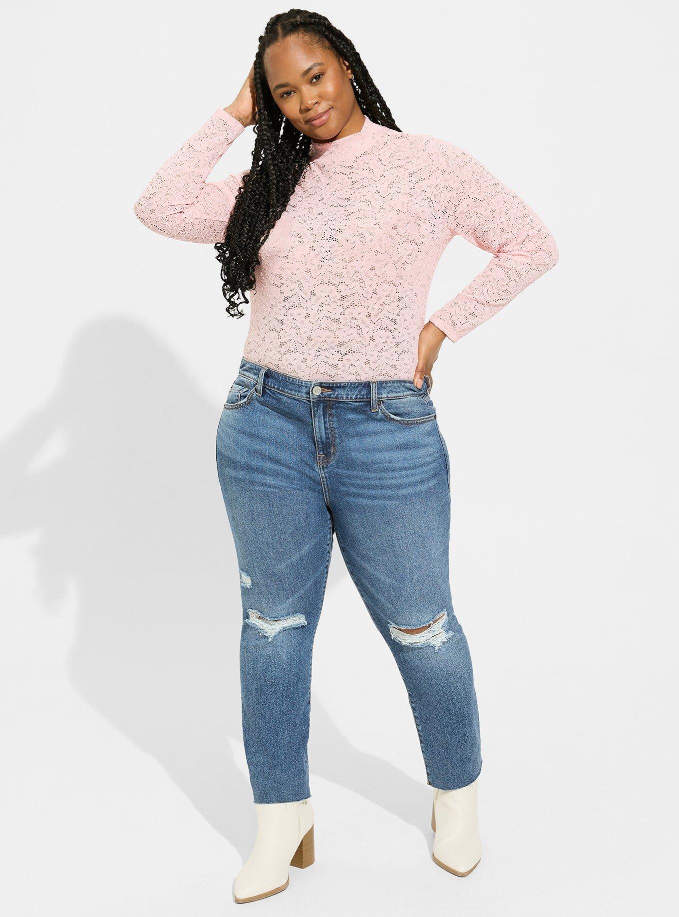 Stretch Lace Mock Neck Long Sleeve Top