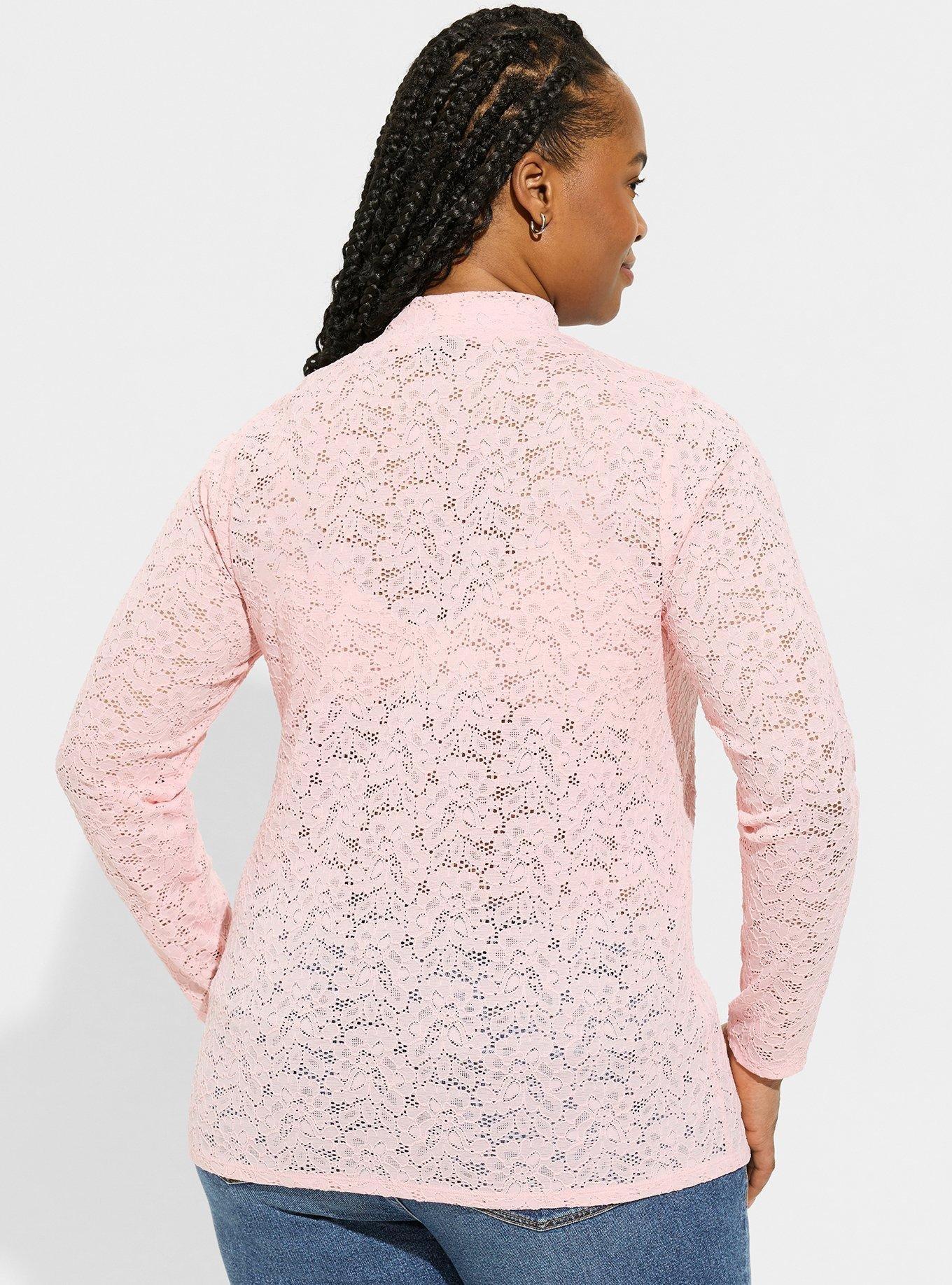 Stretch Lace Mock Neck Long Sleeve Top