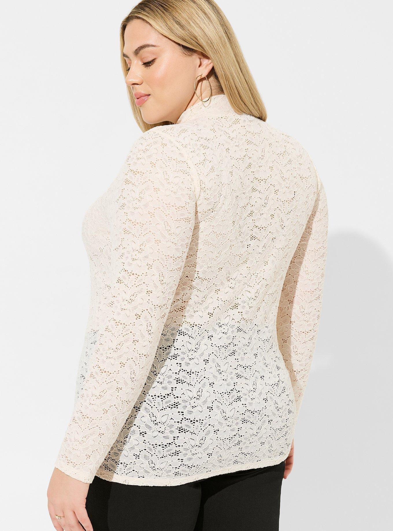 Stretch Lace Mock Neck Long Sleeve Top