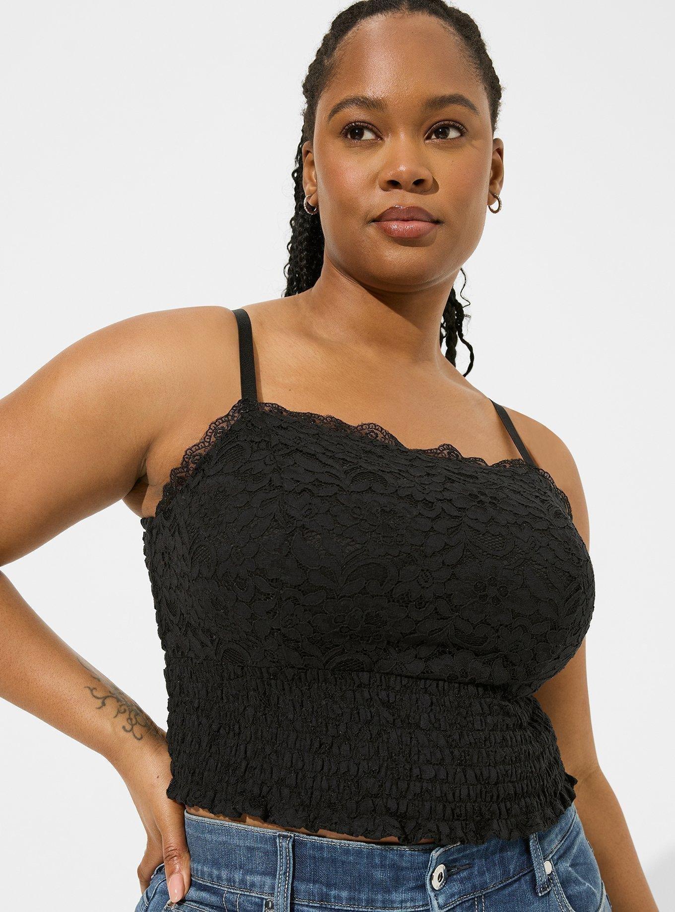 Black Cotton Square Neck Crop Vest