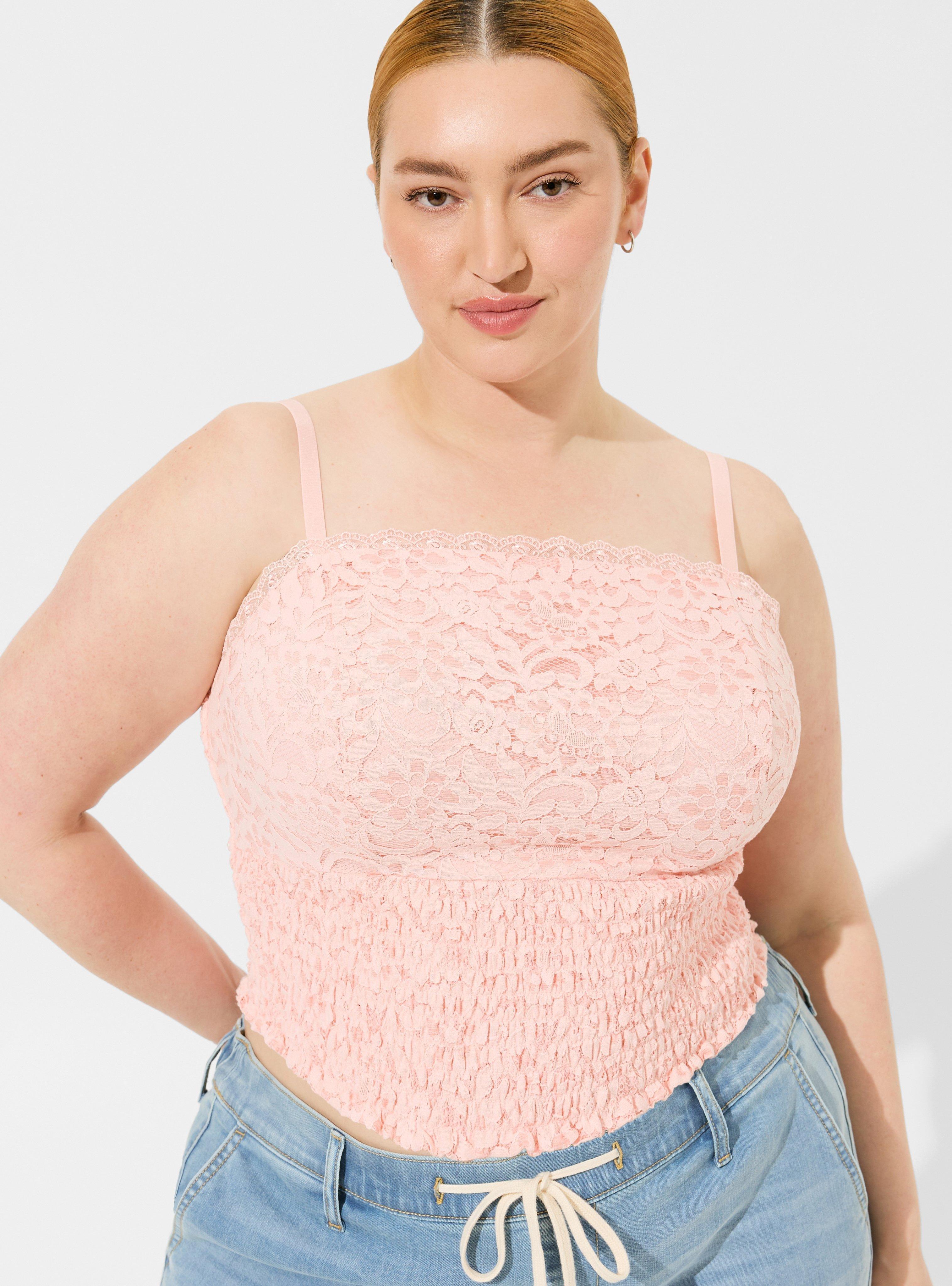 Plus Size - Lace Square Neck Smocked Crop Top - Torrid