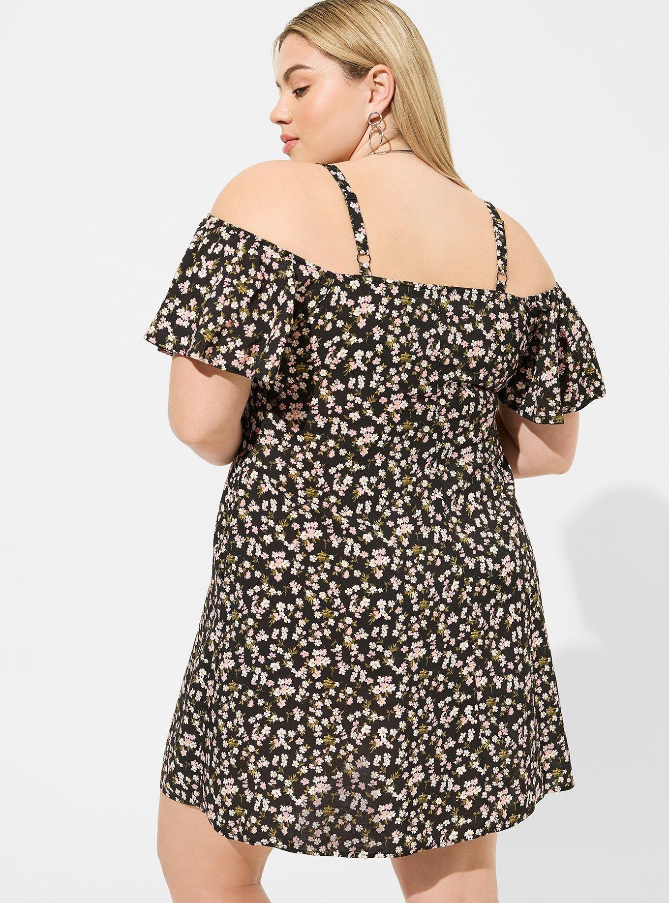 Plus Size - Maxi Washable Challis Hi-Low Tiered Shirtdress - Torrid