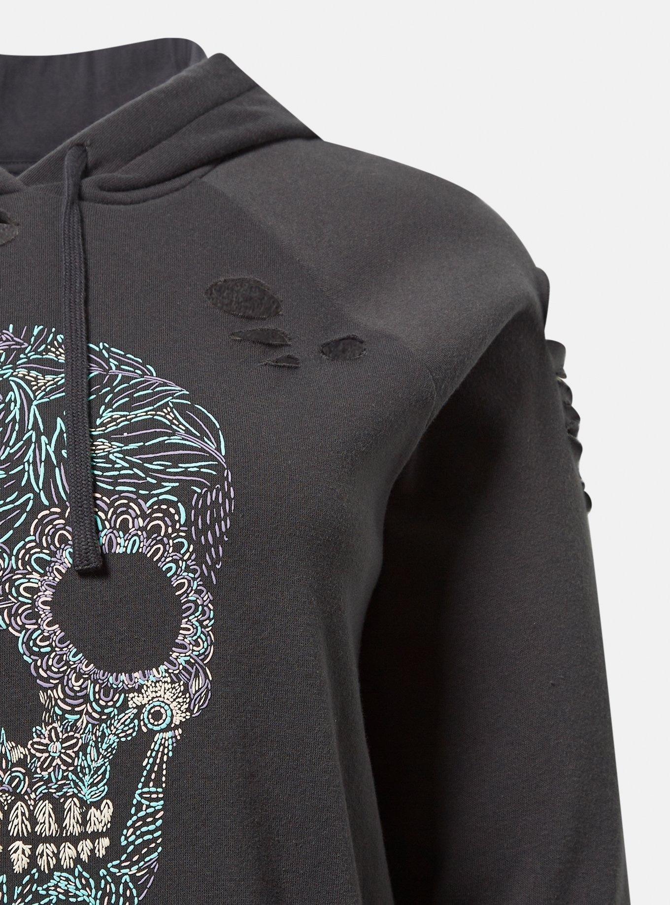 Skull statement polyester long sleeve hooded floral with hoodies hot sale