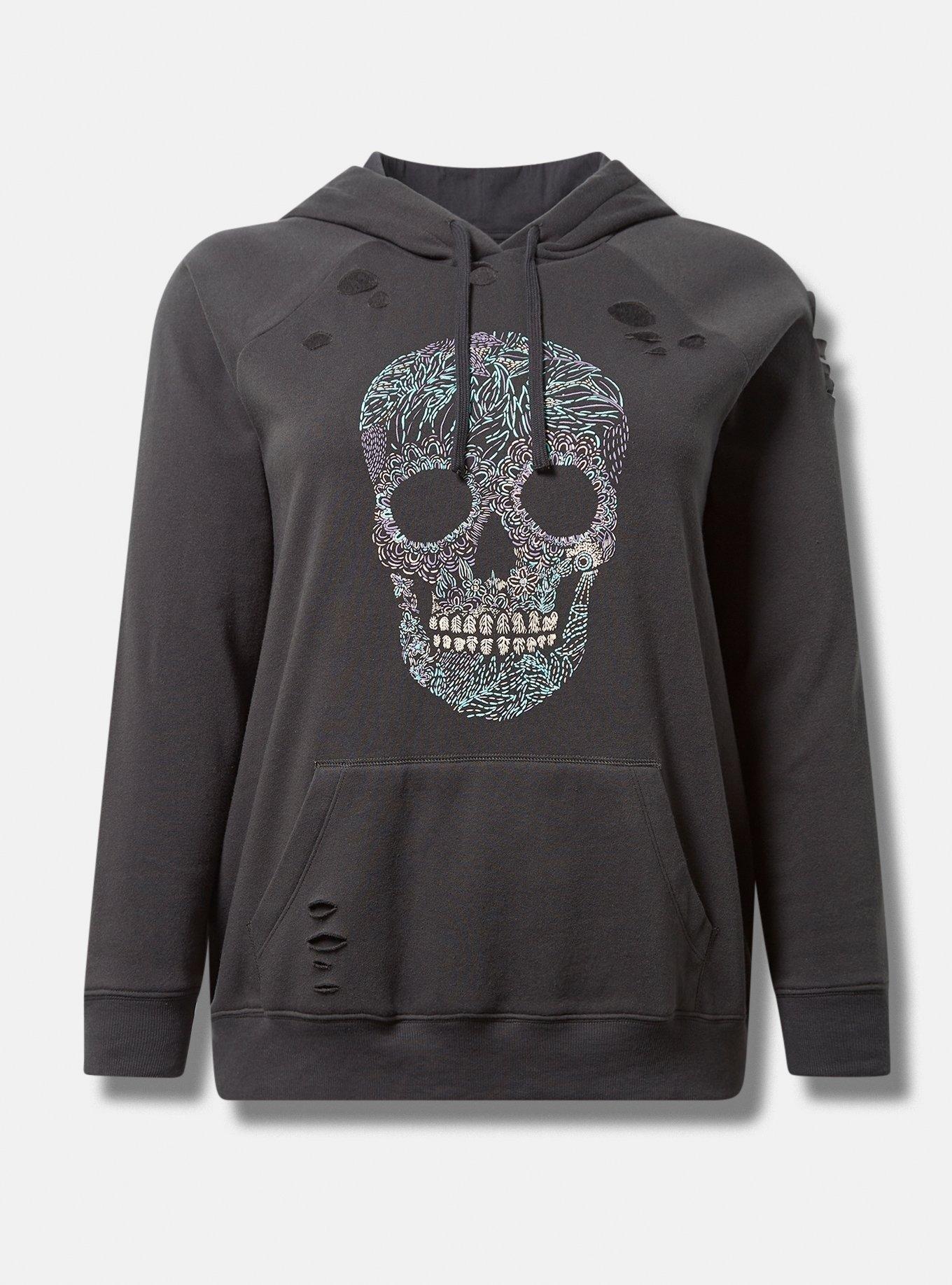 Plus size best sale skull hoodie