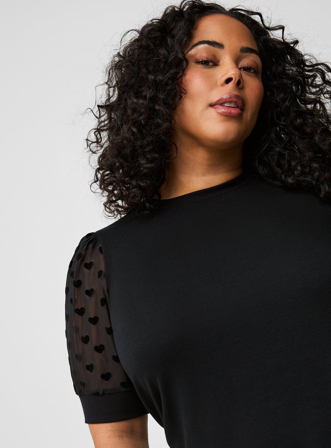 Plus Size - Black Lace Crew Tee - Torrid