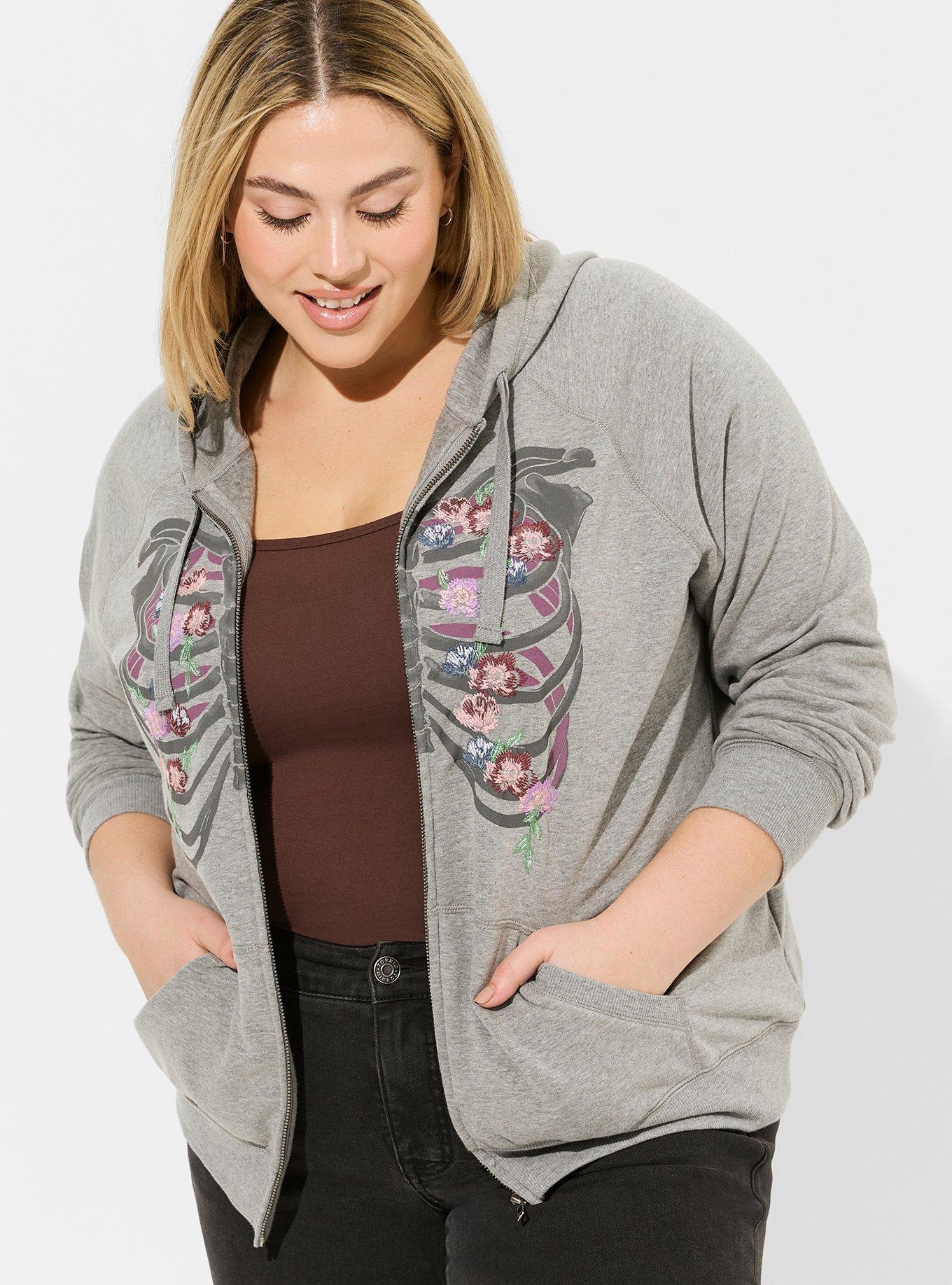 Skeleton Rib Super Soft Fleece Zip Hoodie