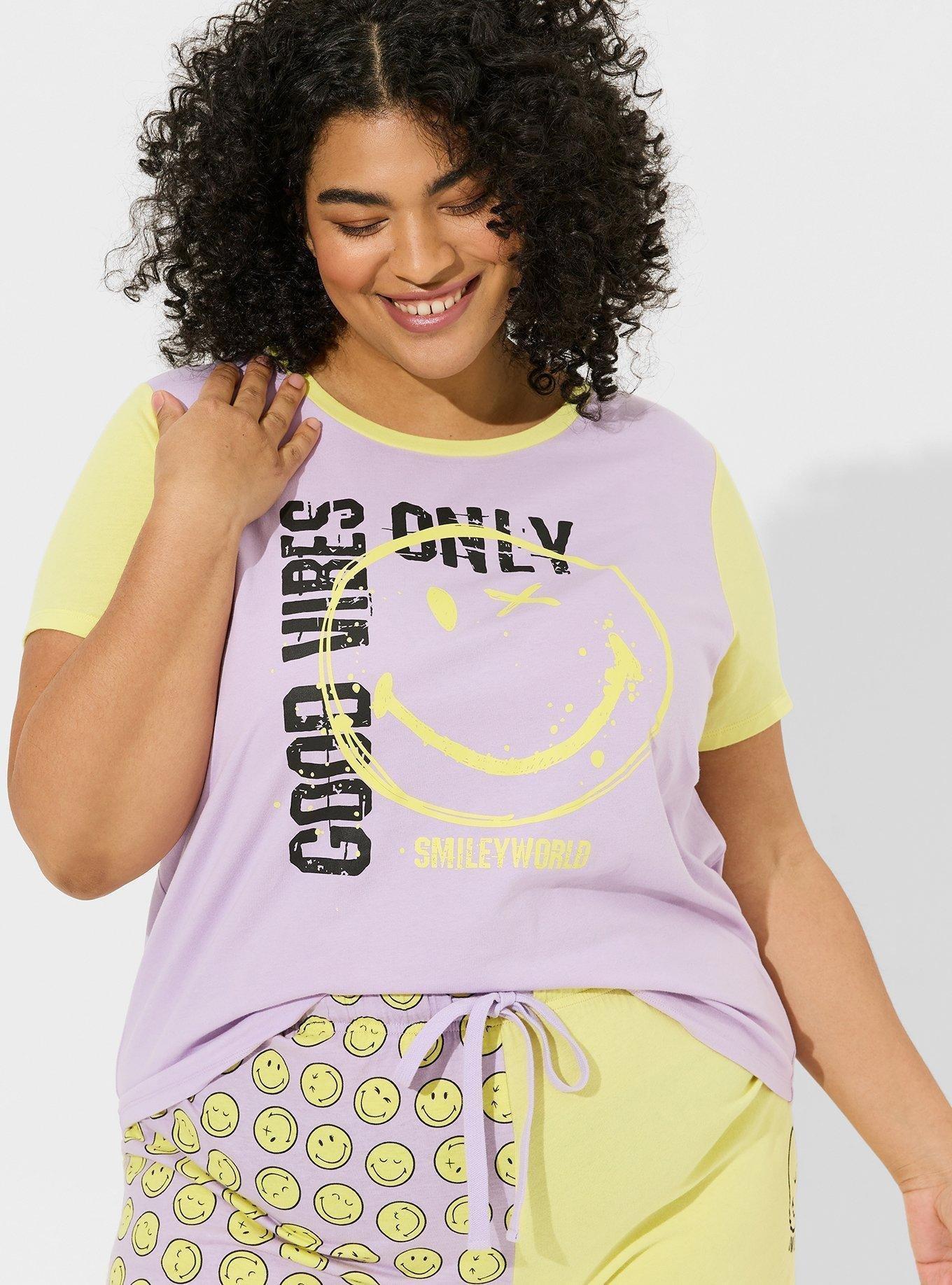 Smiley Color Block Sleep Top